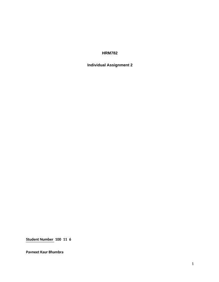 Assignment 2 for HRM782