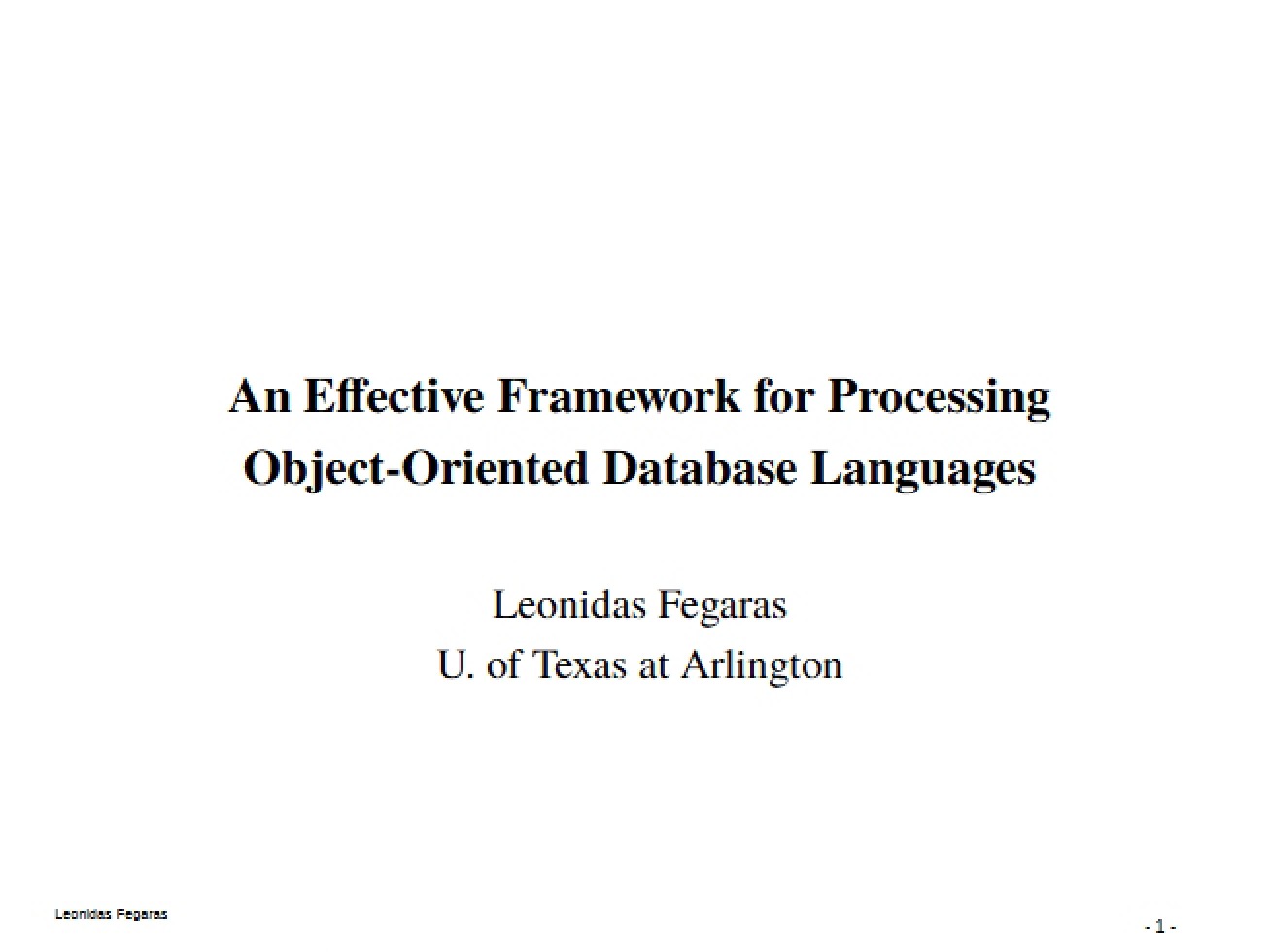 Languages for OO Databases