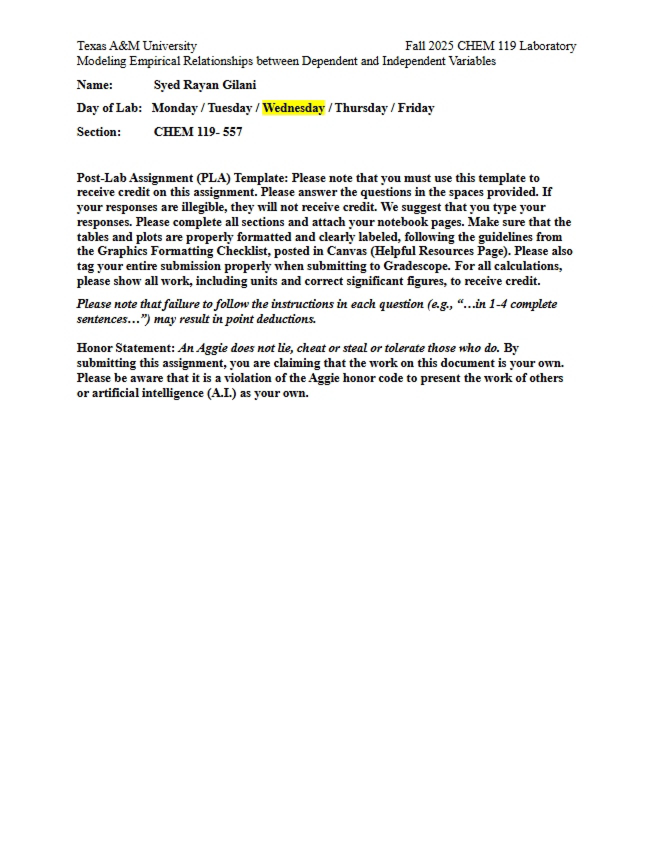 Solved Template for Modeling Empirical Relationships