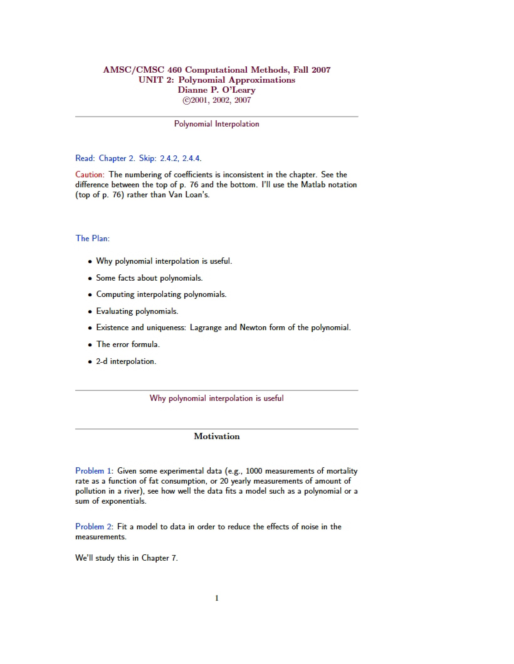 Approximations of Polynomials (Unit 2)