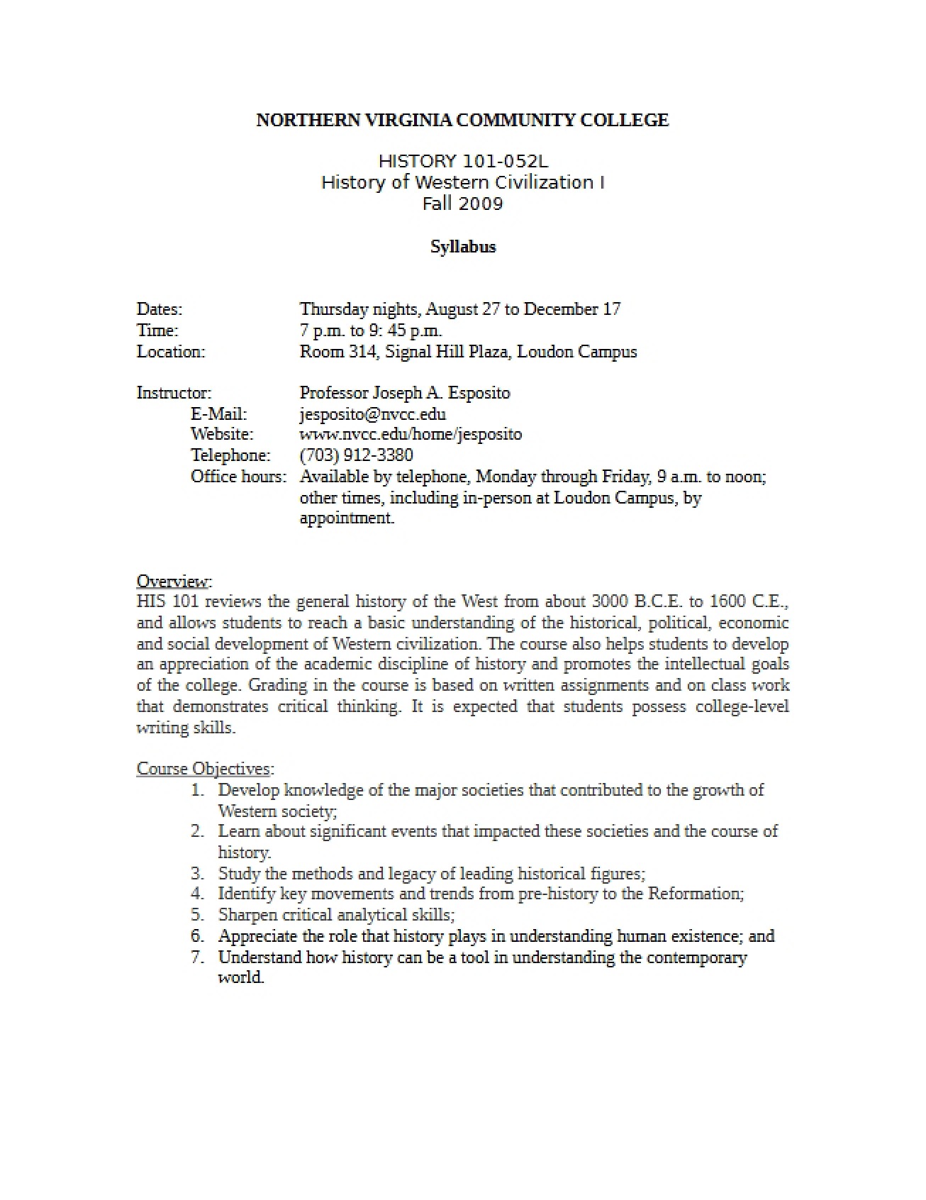 History Course Syllabus