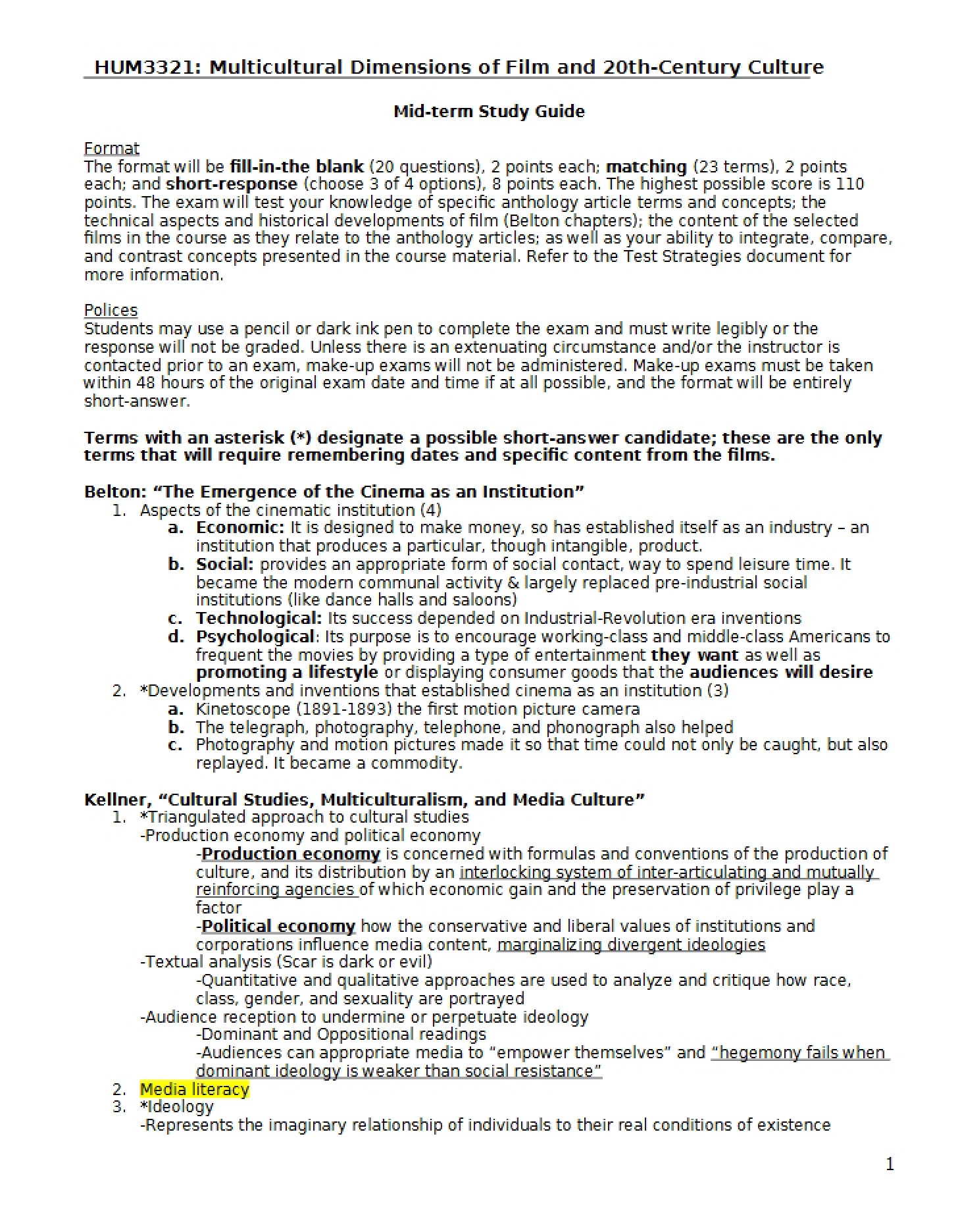 Intermediate Course Evaluation