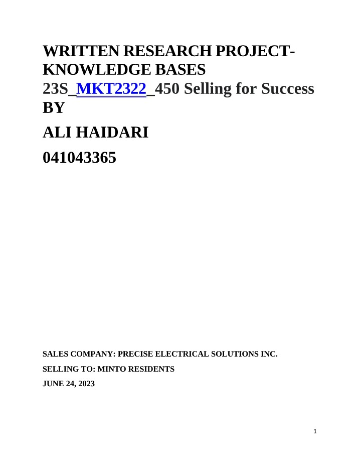 Written Research Project on Knowledge Bases