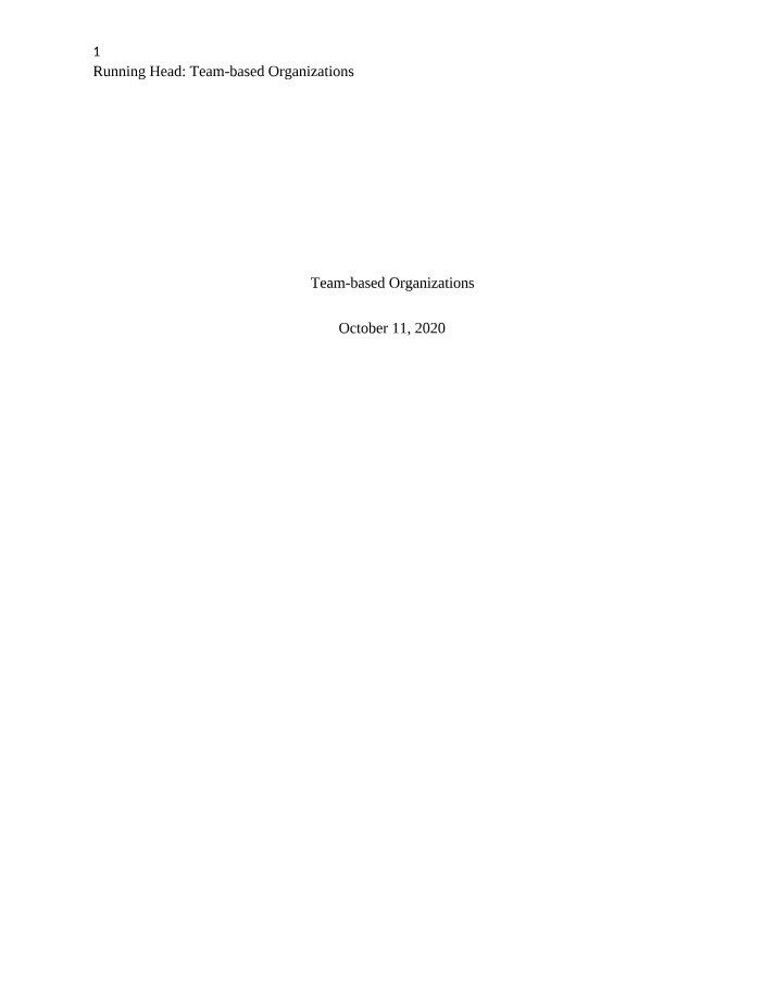 Team-Based Organizational Structures