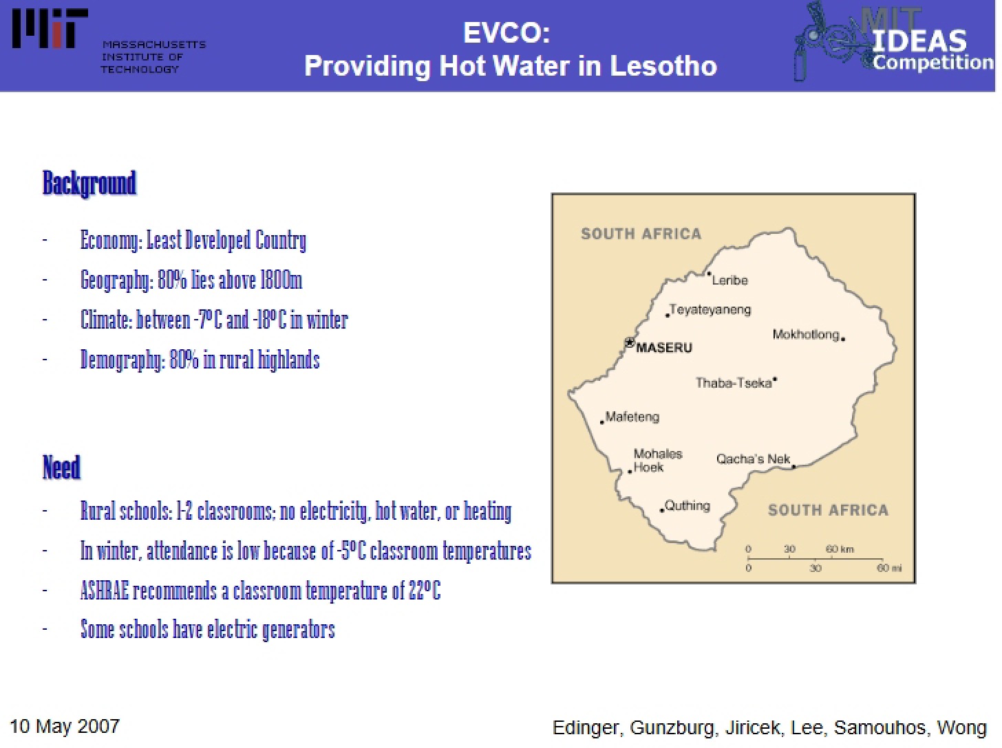 Lesotho Hot Water Provision