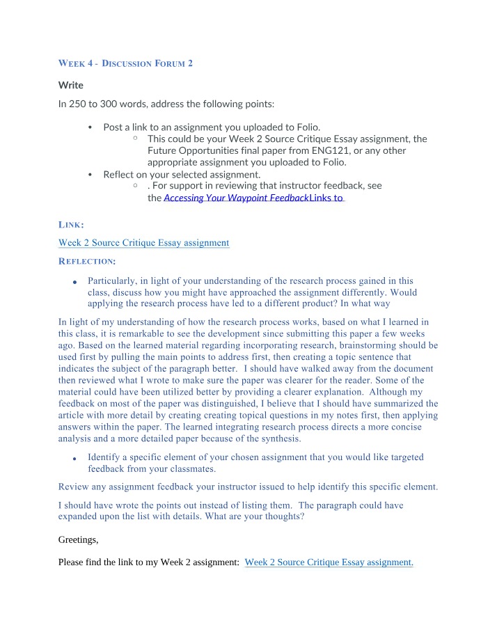 ENG 122 - Week 4 Discussion Forum 2