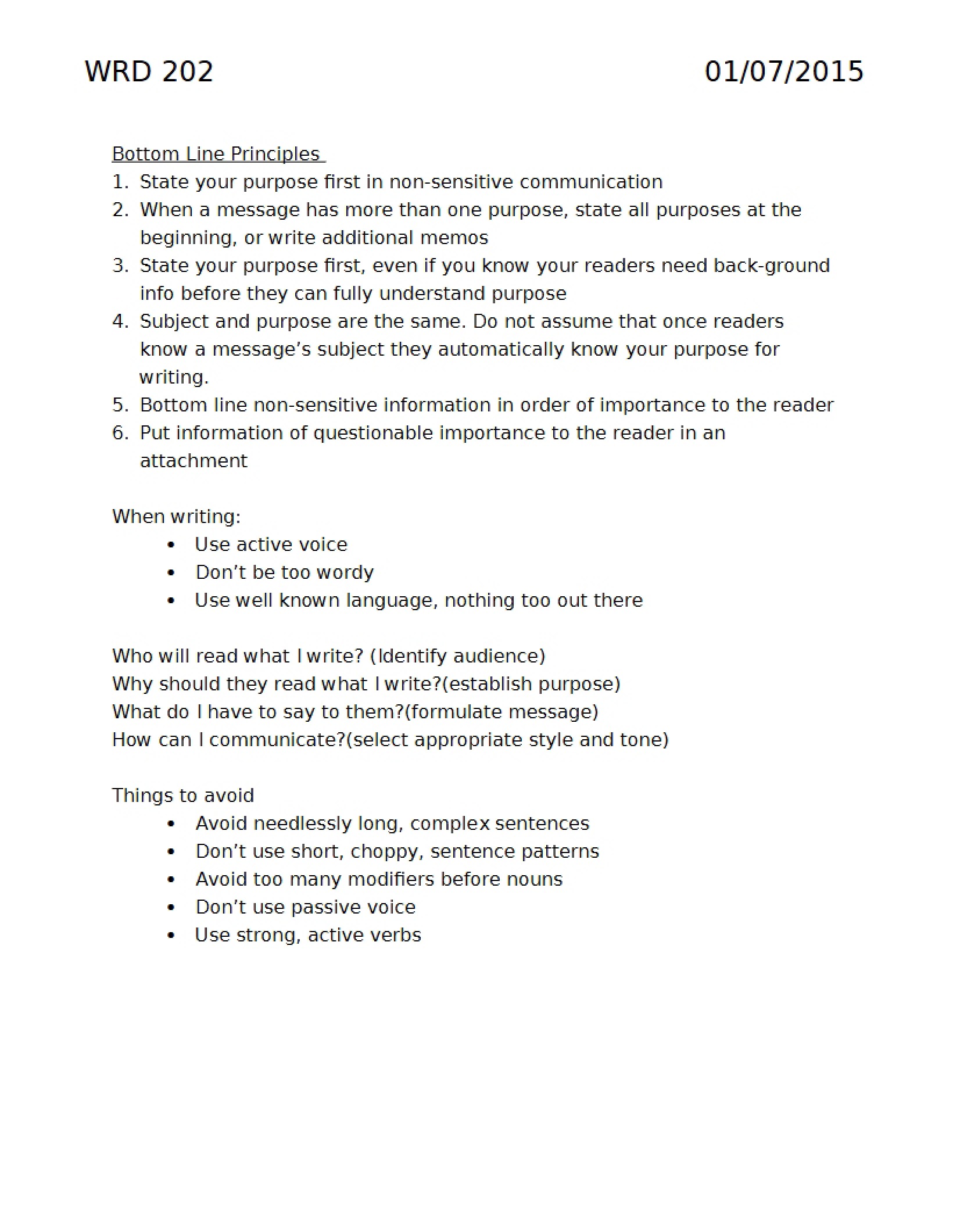 Principles of the Bottom Line