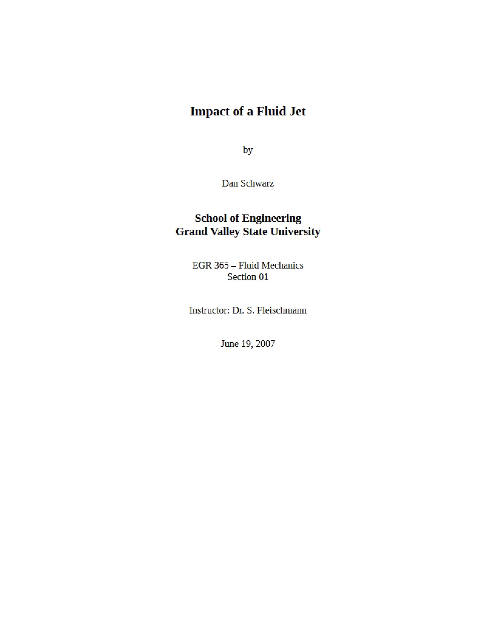 Fluid Jet Impact