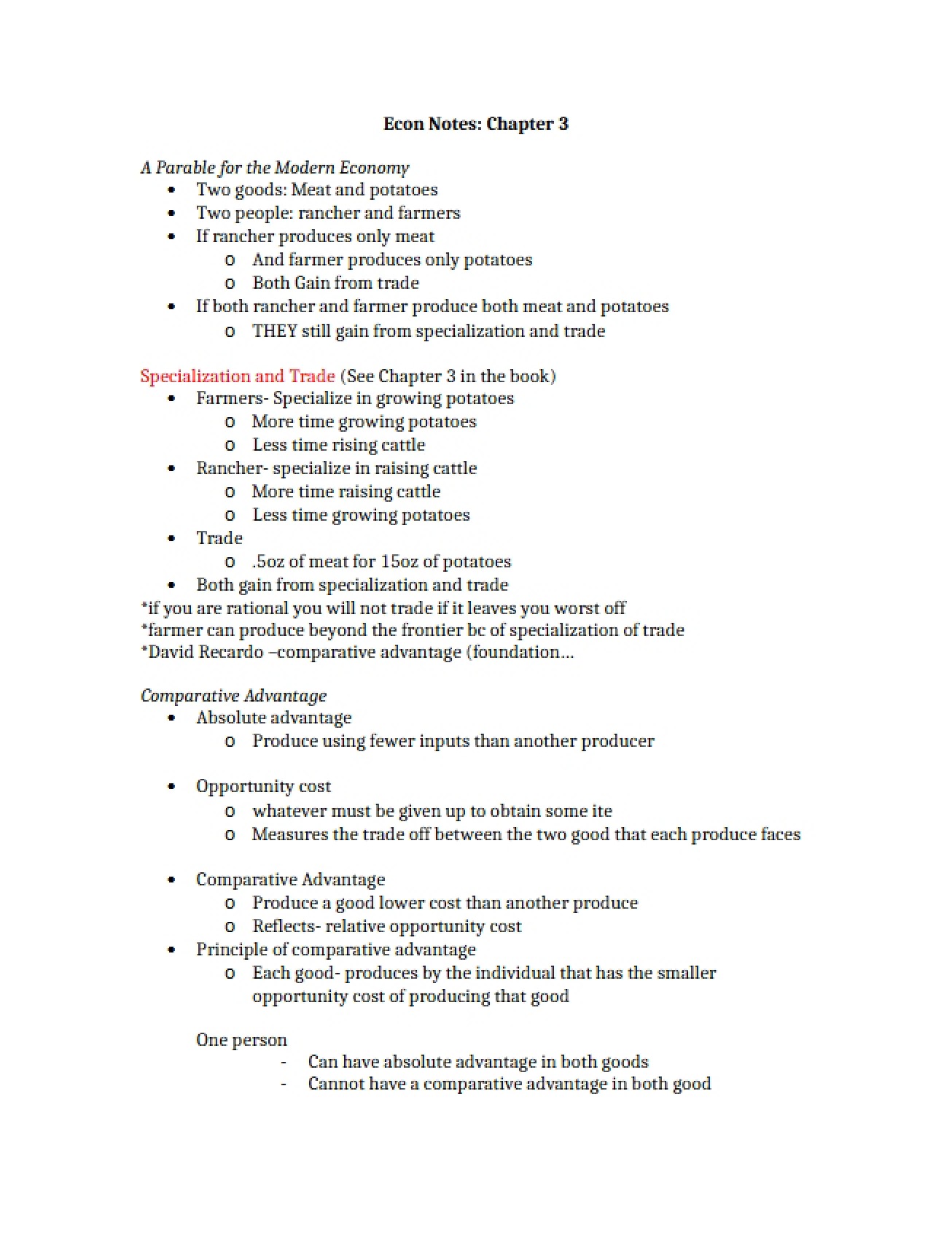 Economics Notes Chapter 3
