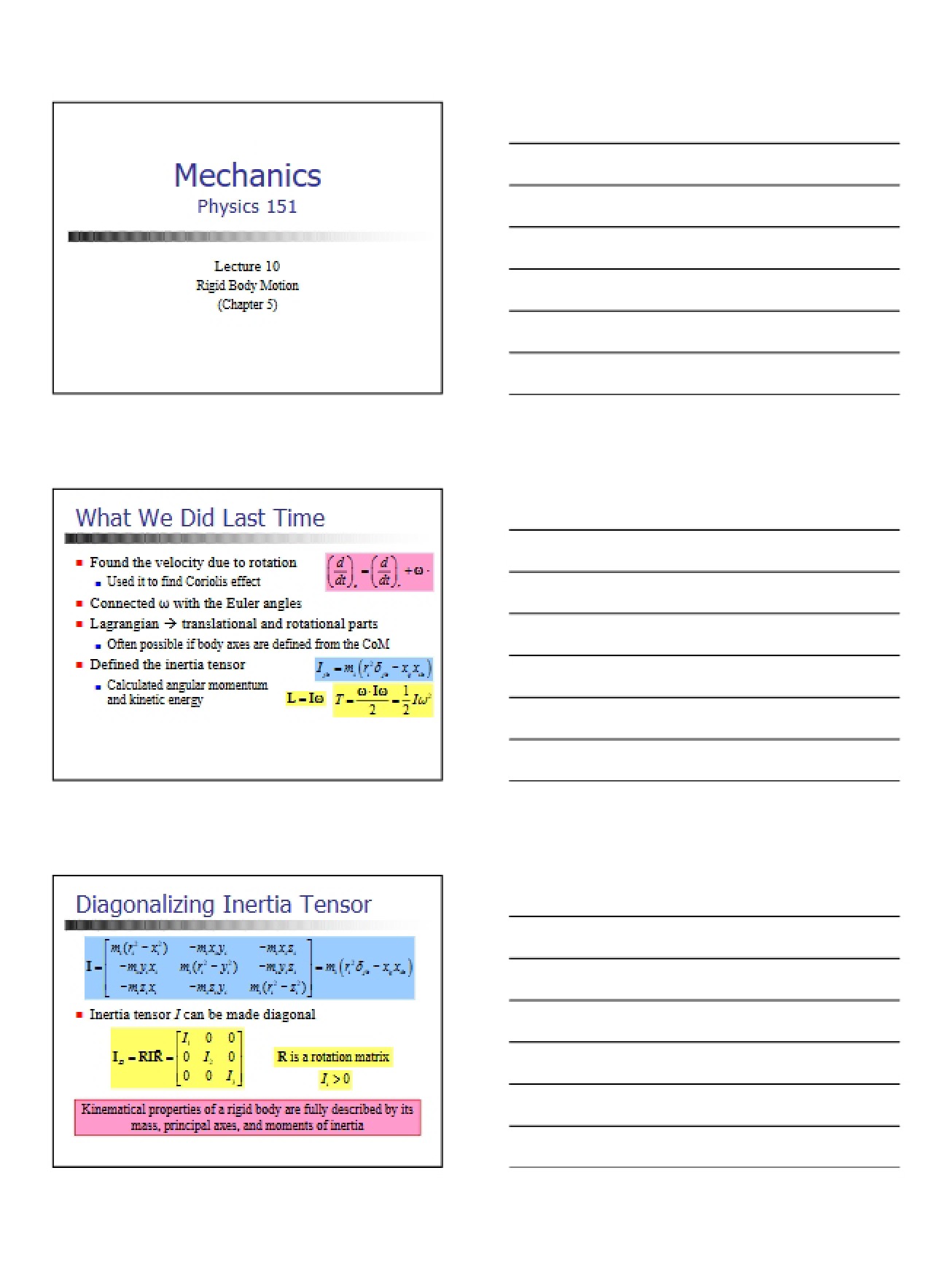 Dynamics Lecture 10 Notes