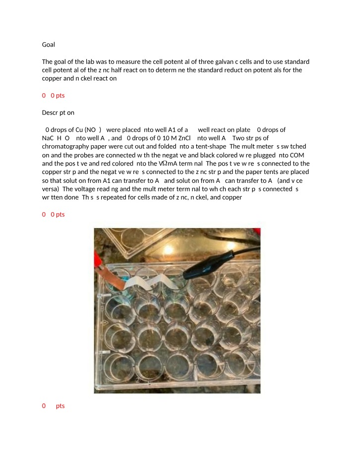 Copper, Nickel, and Zinc Galvanic Cell Potential Measurements
