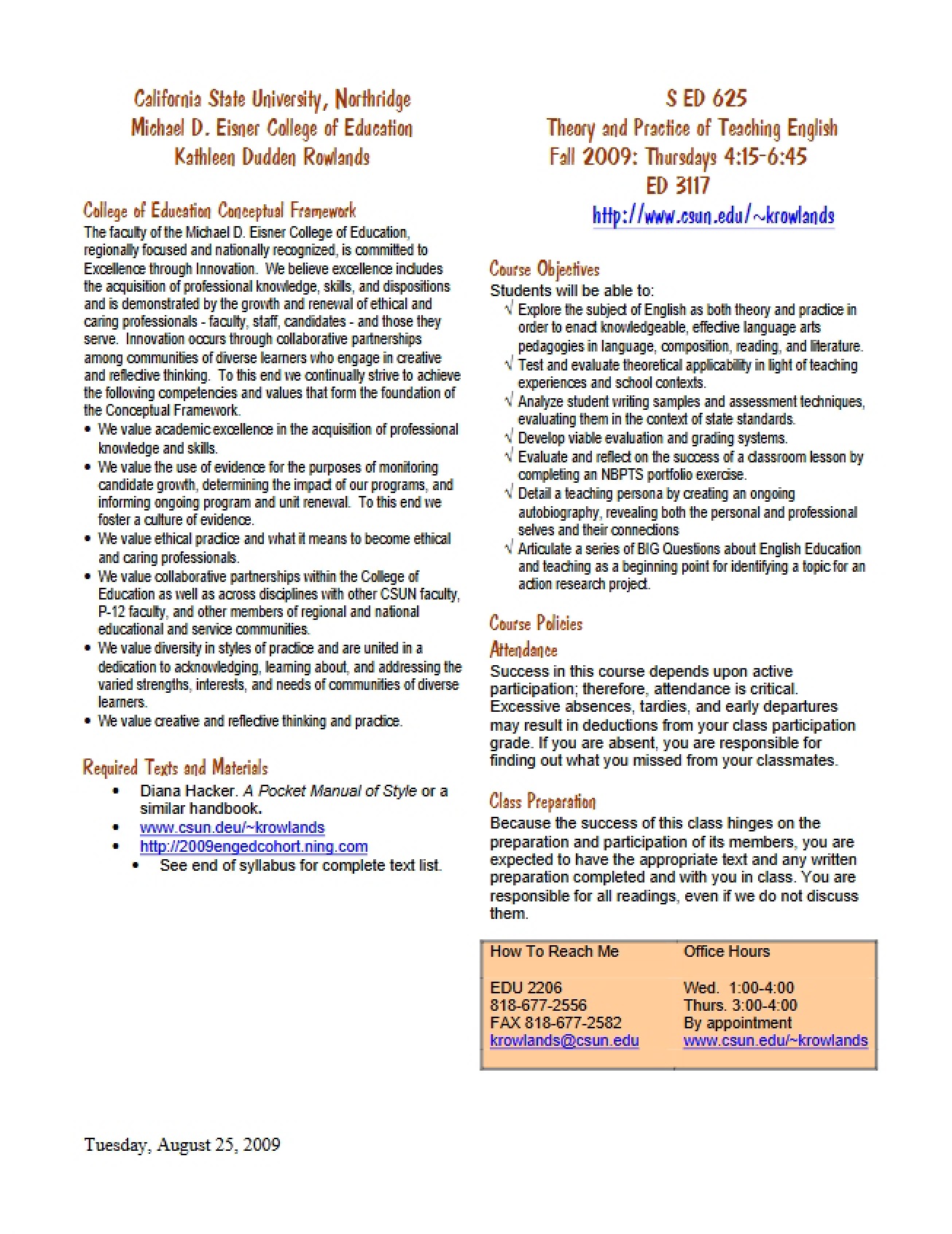 Secondary English Teaching Research Syllabus