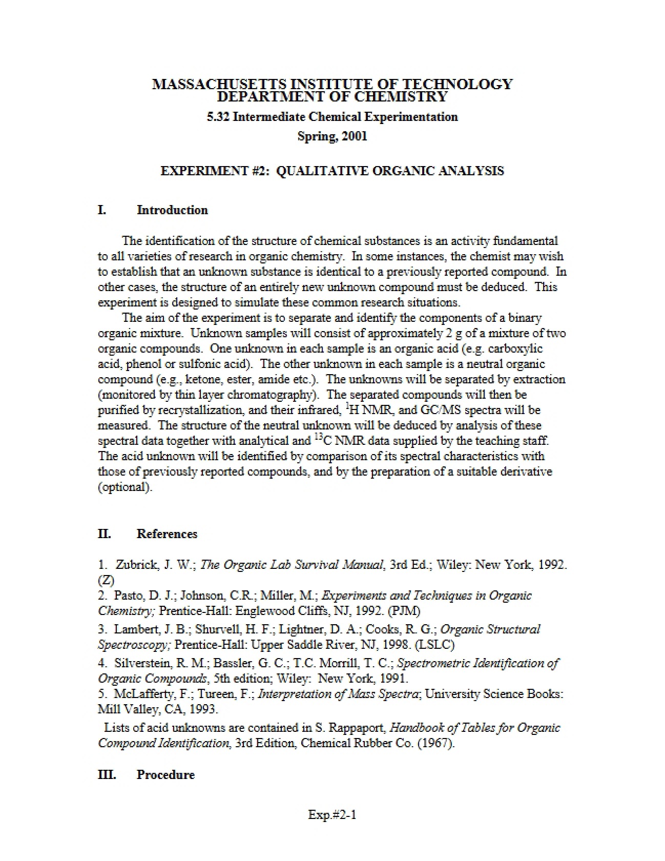 Organic Analysis: Qualitative Methods
