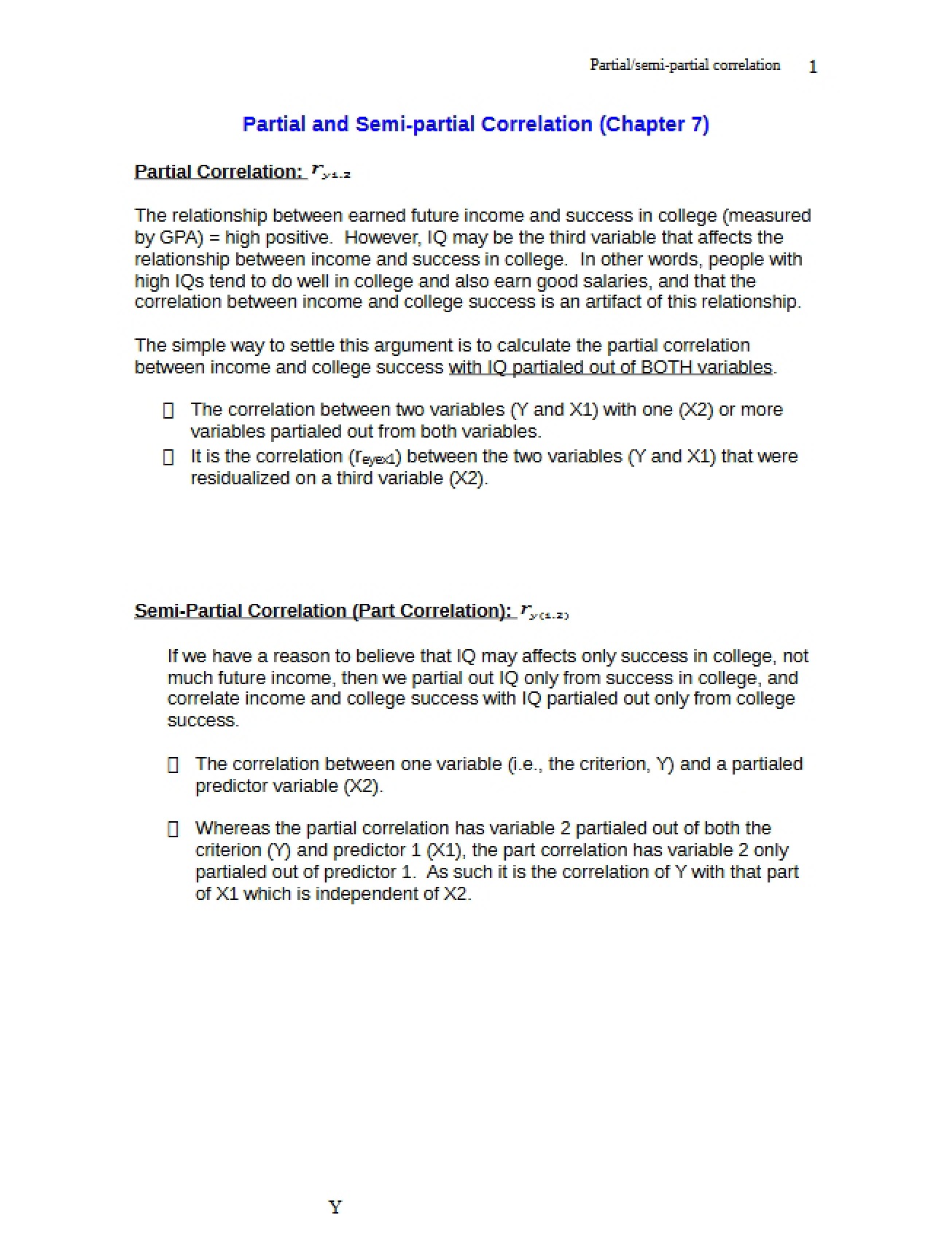 Semi-Partial and Partial Correlation