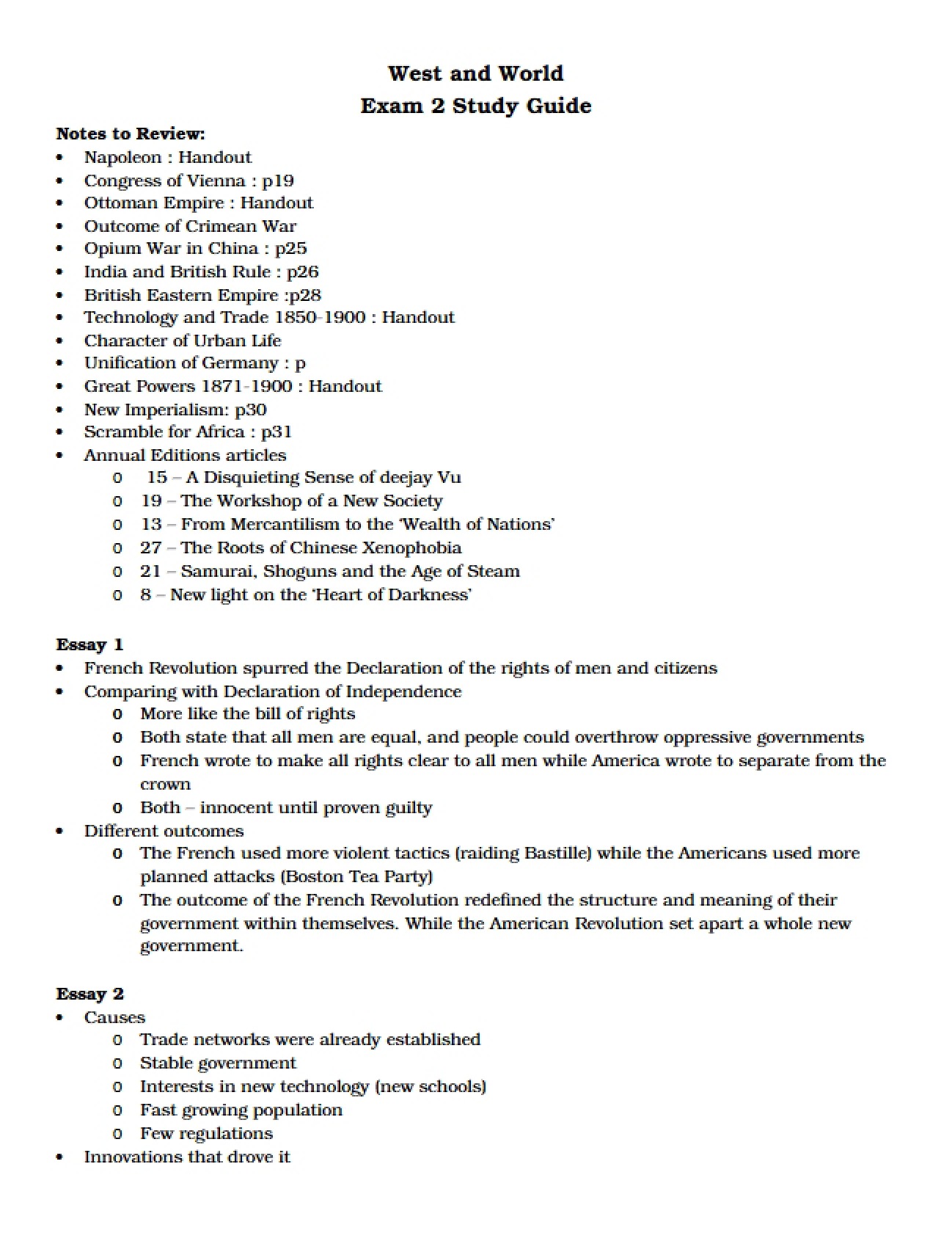 Review Guide for the Second Examination