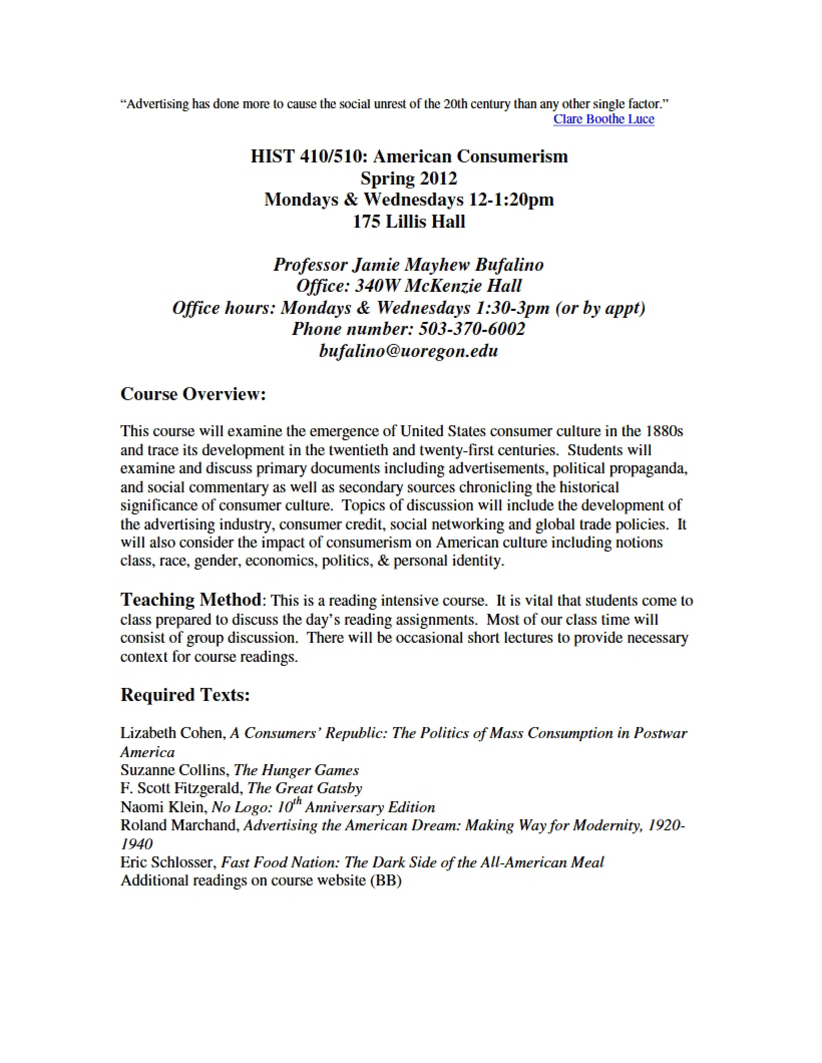 Course Syllabus HIST 410