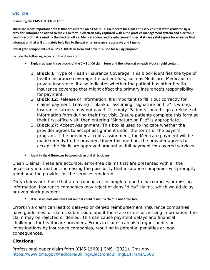 CMS 1500 Claim Form - A Dissection