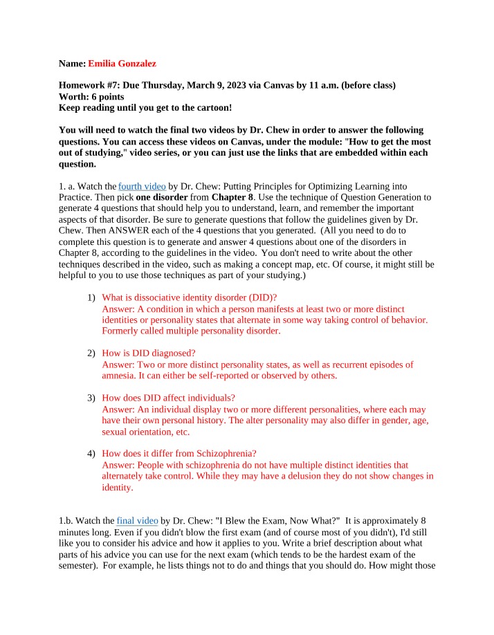 PSY101 Homework 7