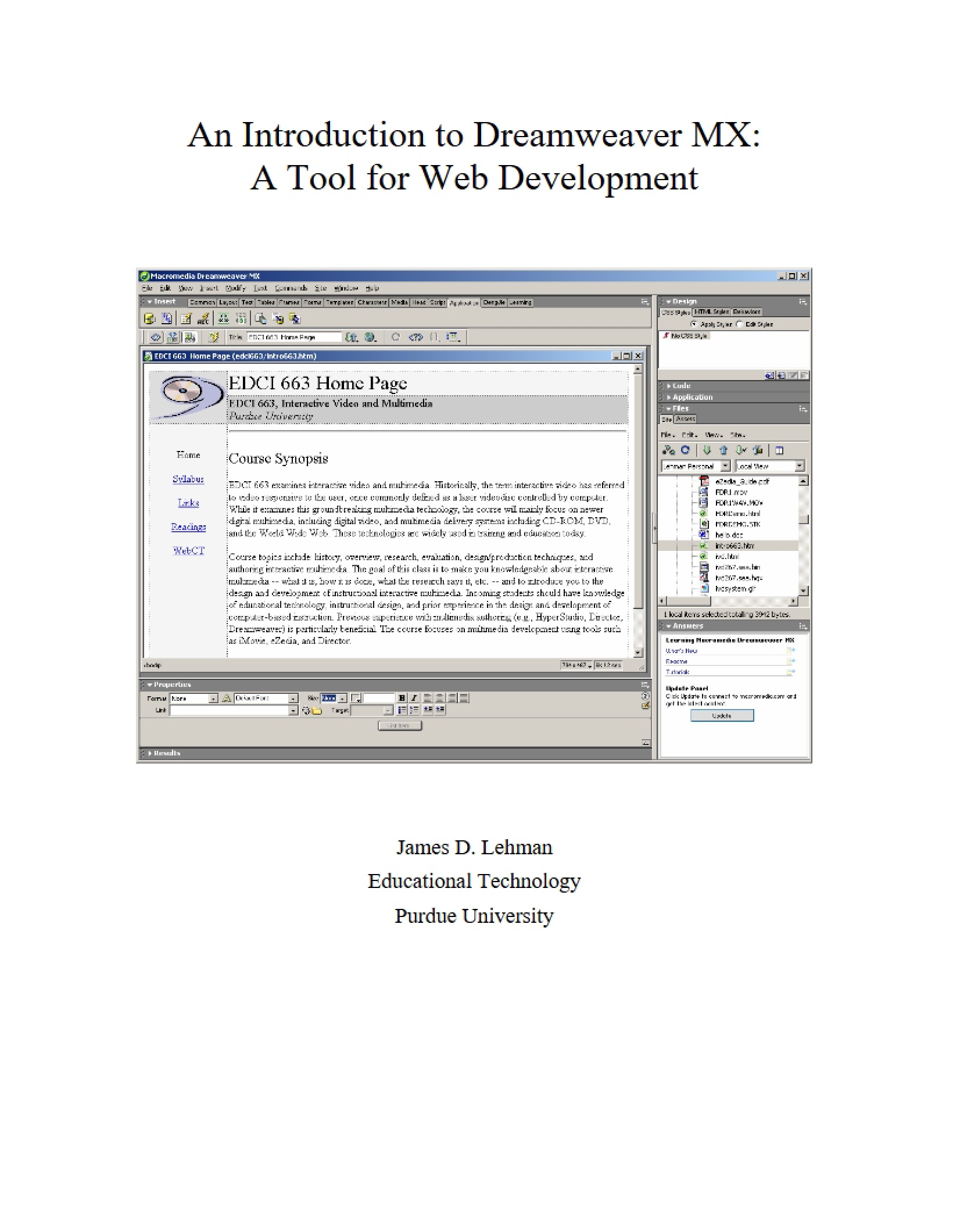 Dreamweaver MX Intro