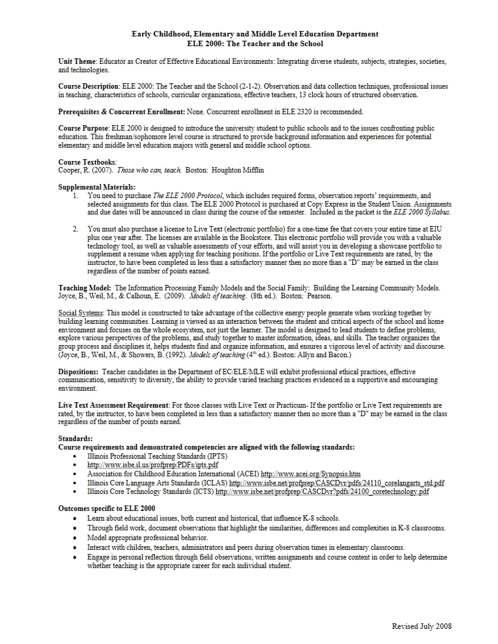 Syllabus - The Teacher and the School