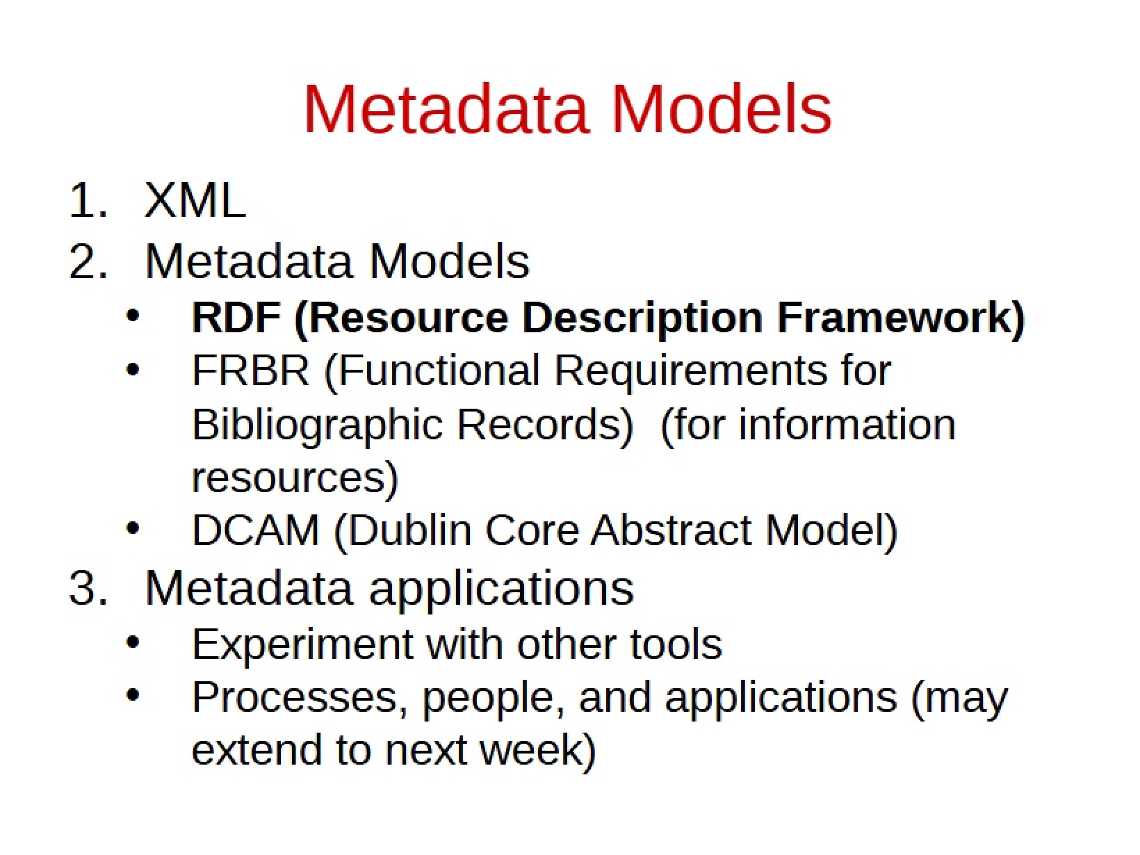 Models of Metadata