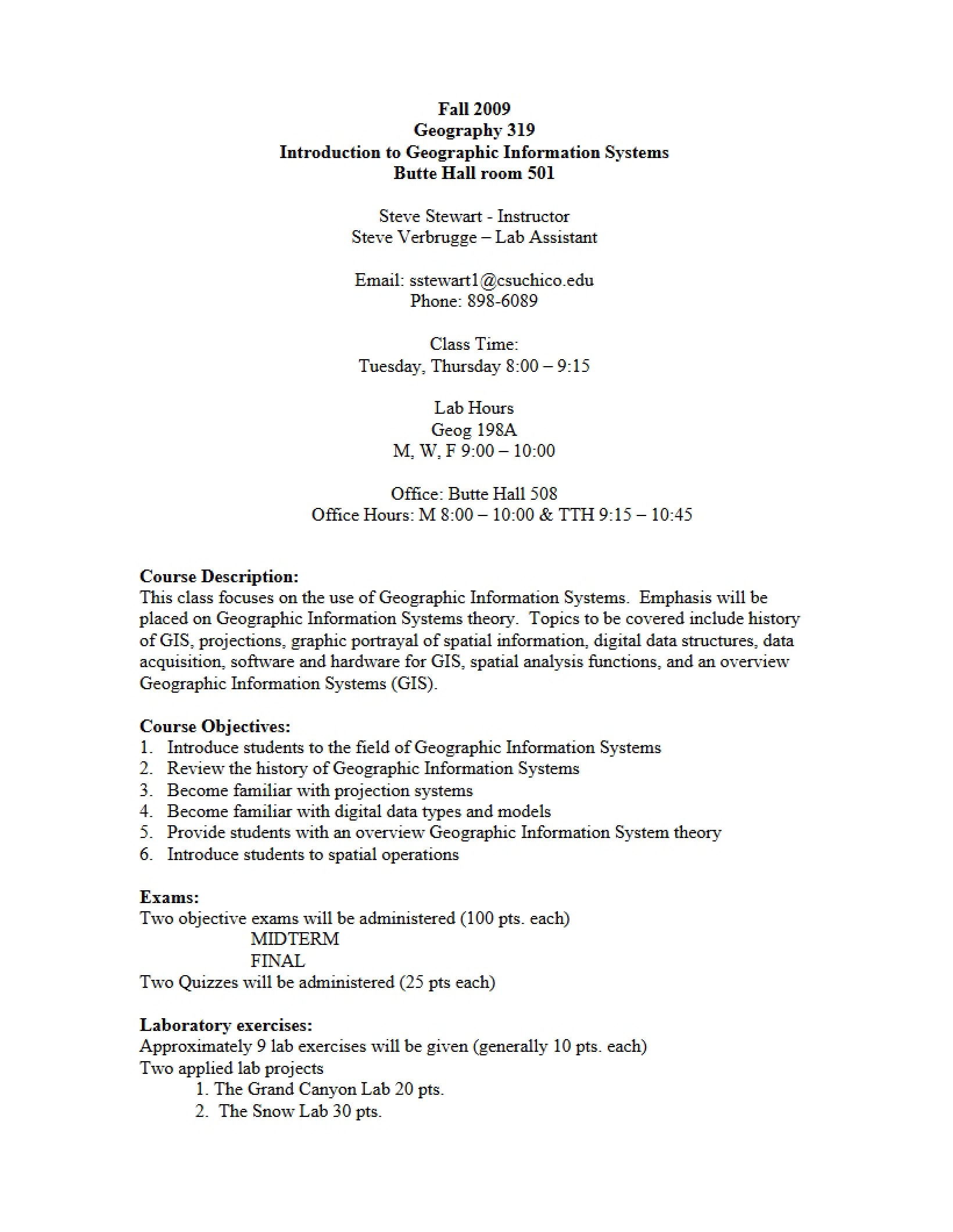 Intro to GIS Syllabus