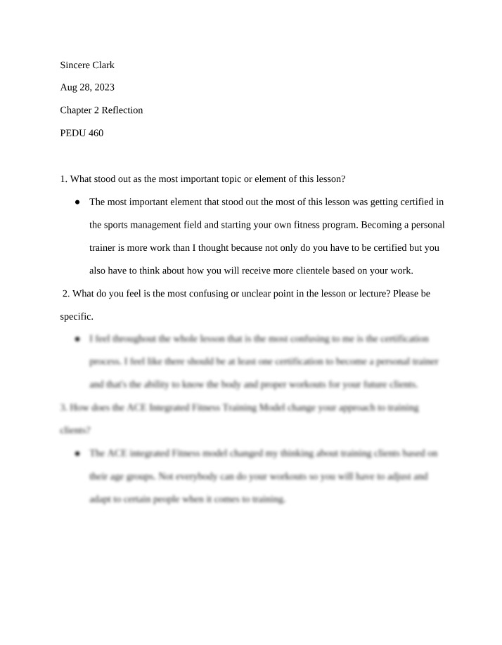 Reflection for Chapter 2