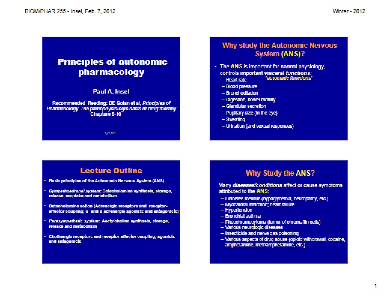 Fundamentals of Autonomic Pharmacology