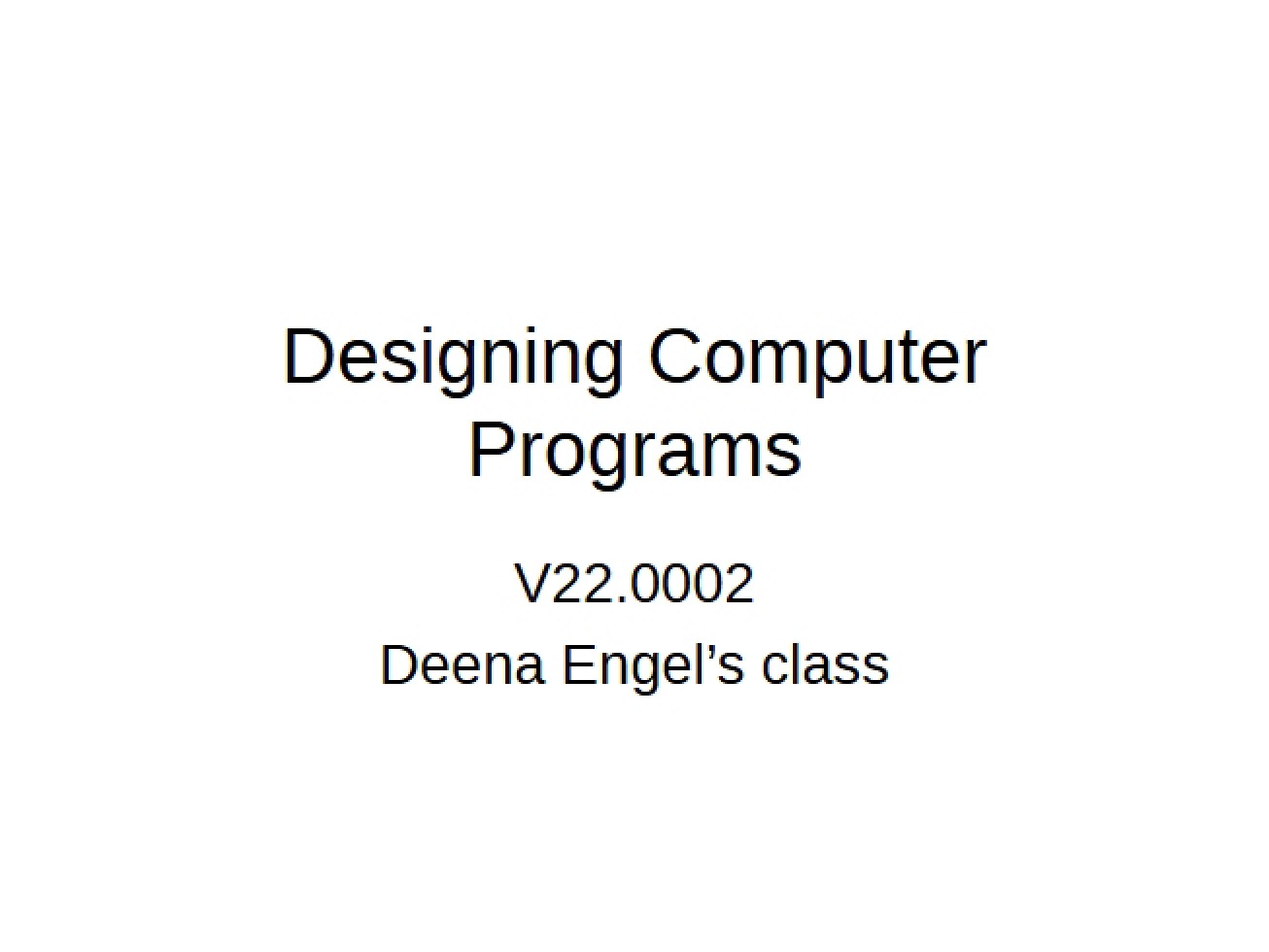 Computer Program Design