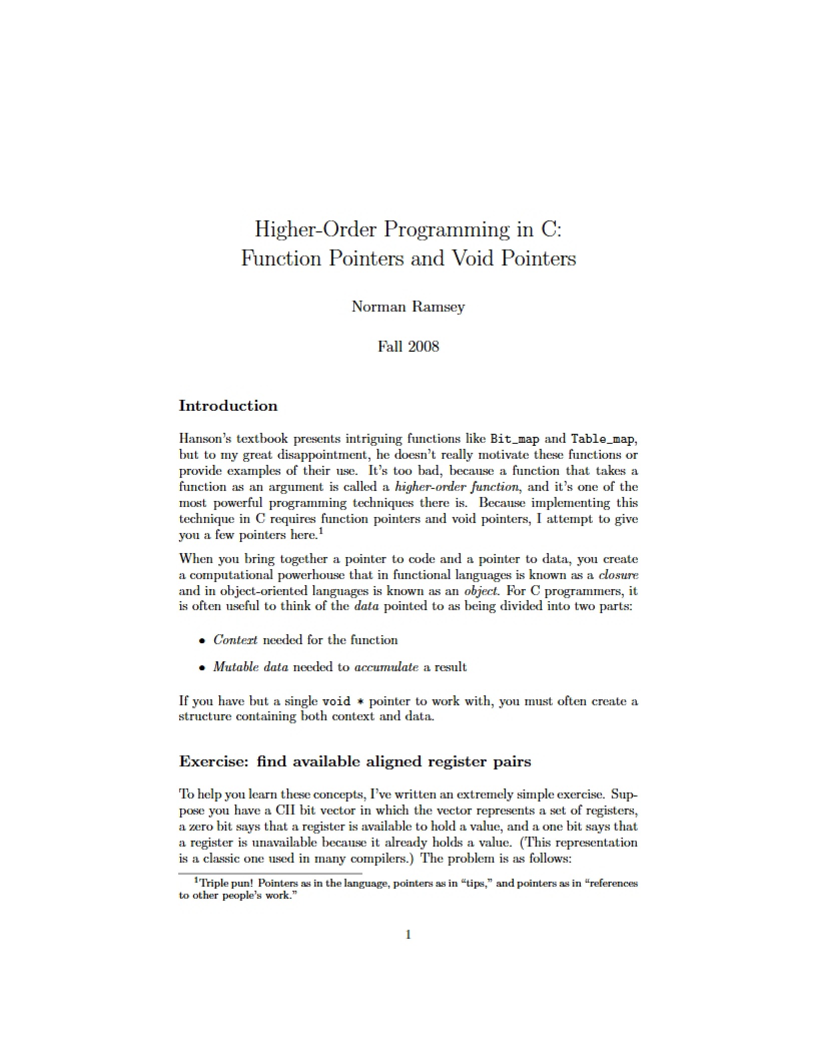 C Language Higher-Order Programming