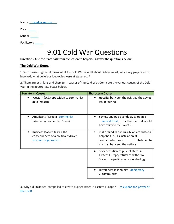 The Cold War - Causes, Players, and Ideologies
