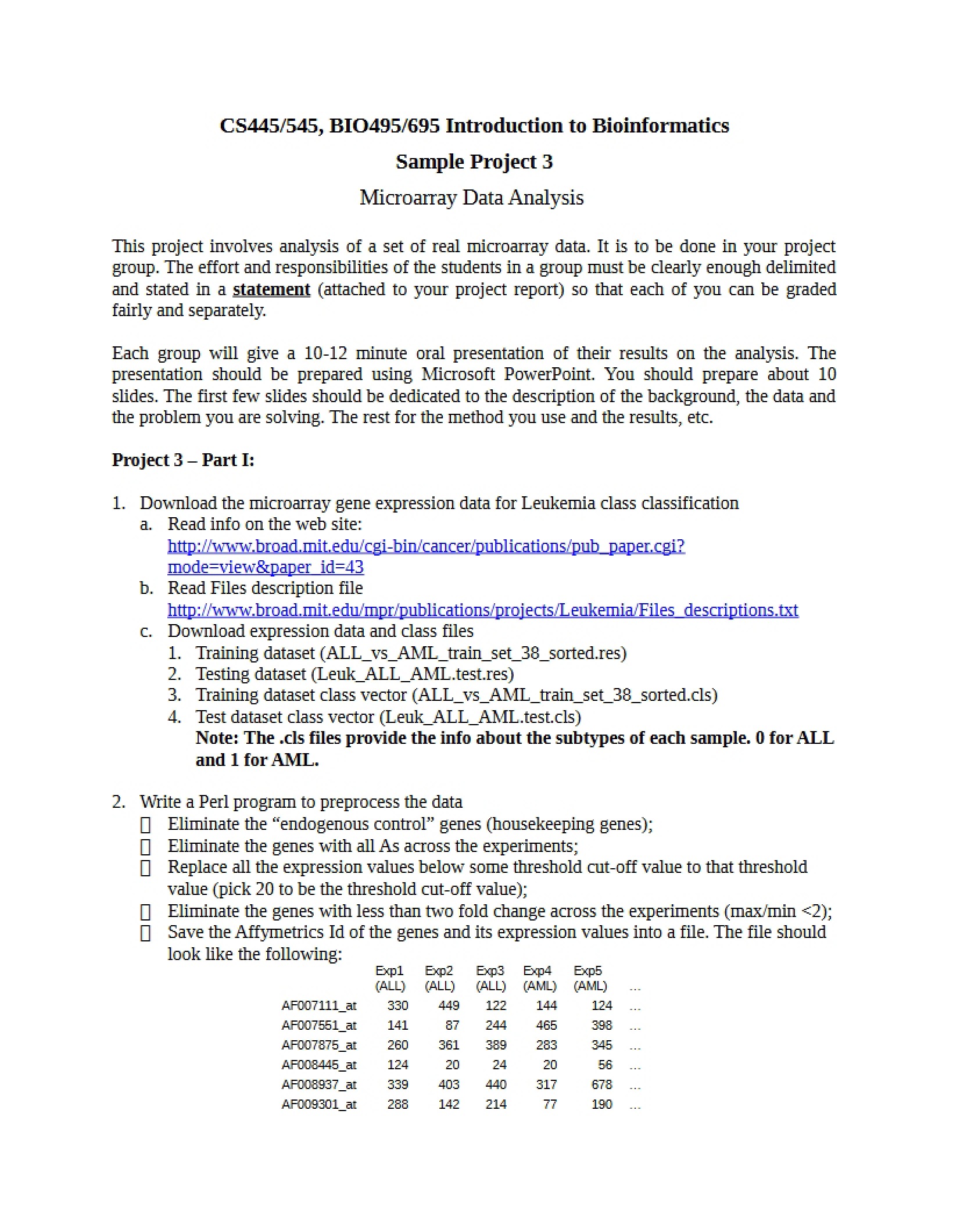 Microarray Analysis Project 3