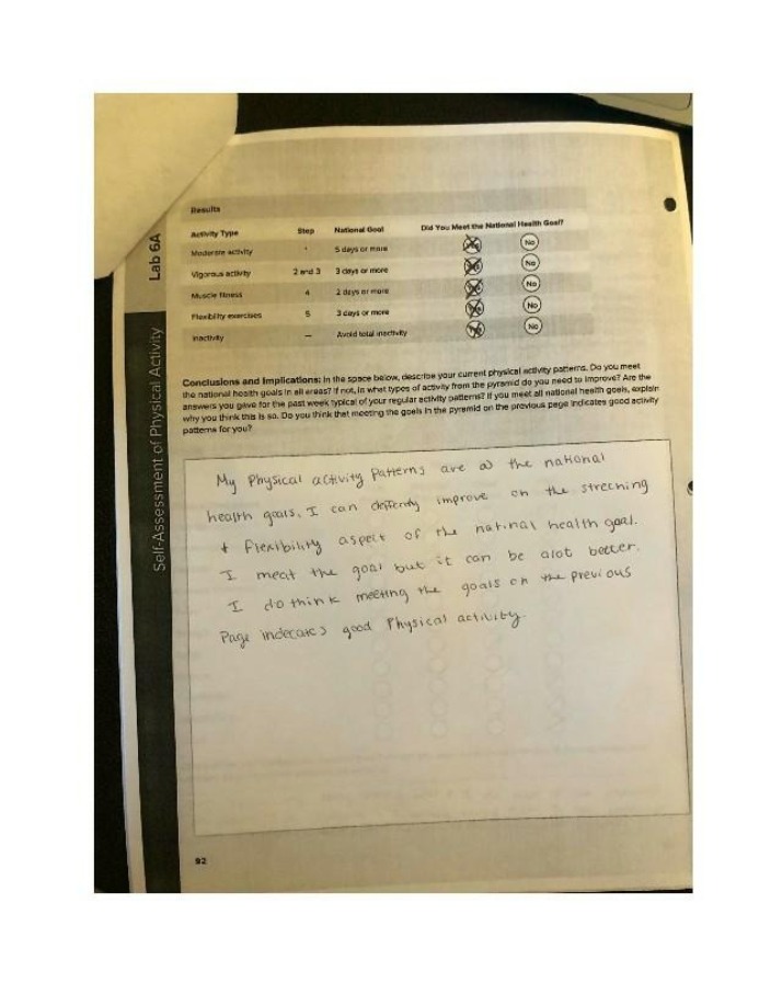 Physical Activity and Fitness Self-Assessment Lab Manual