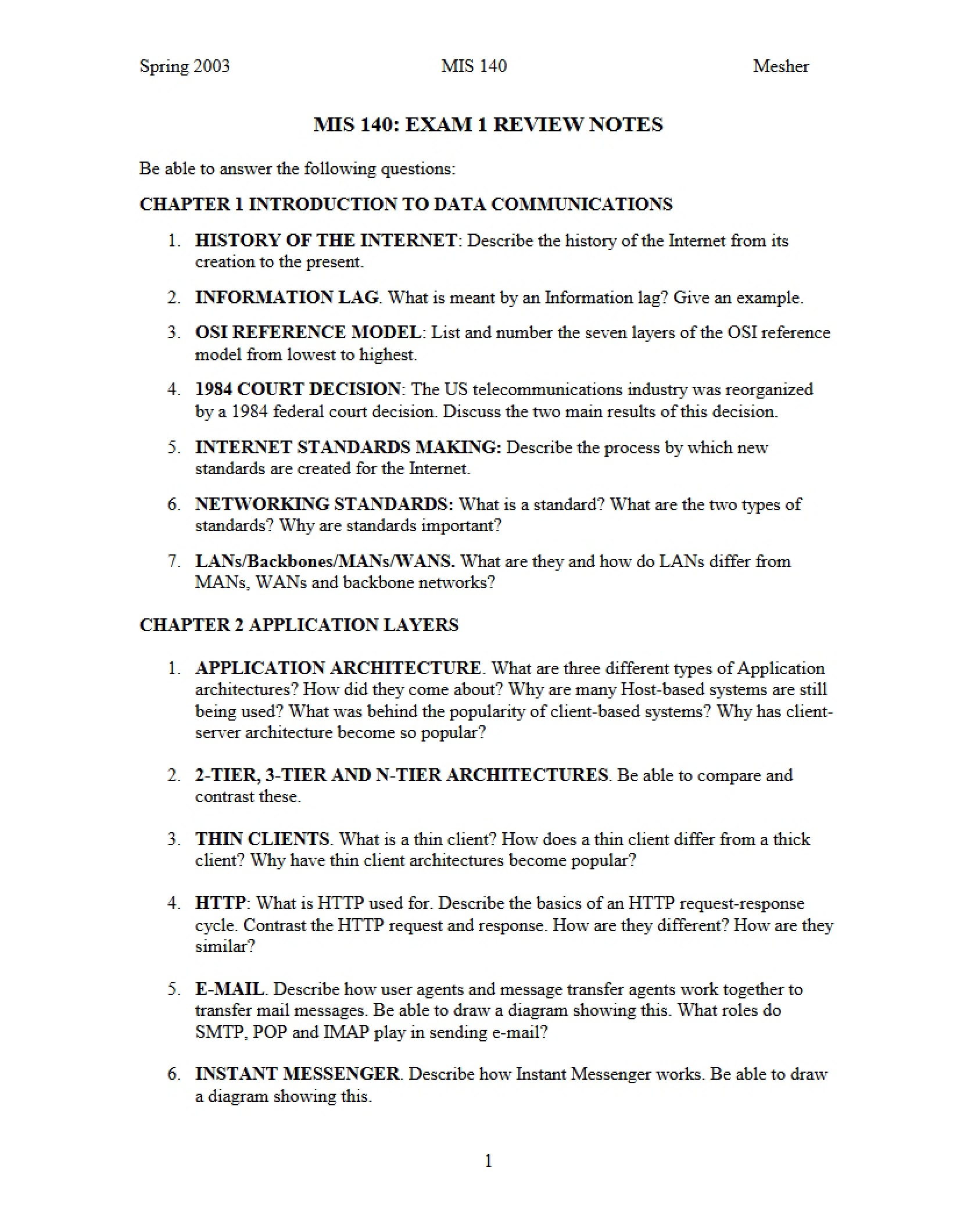 Telecommunications Exam Review