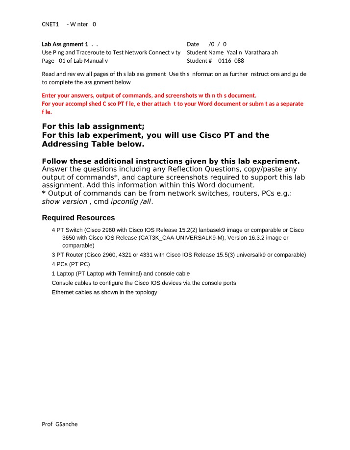 CNET124 Lab - Test and Restore IPv4 and IPv6 Connectivity