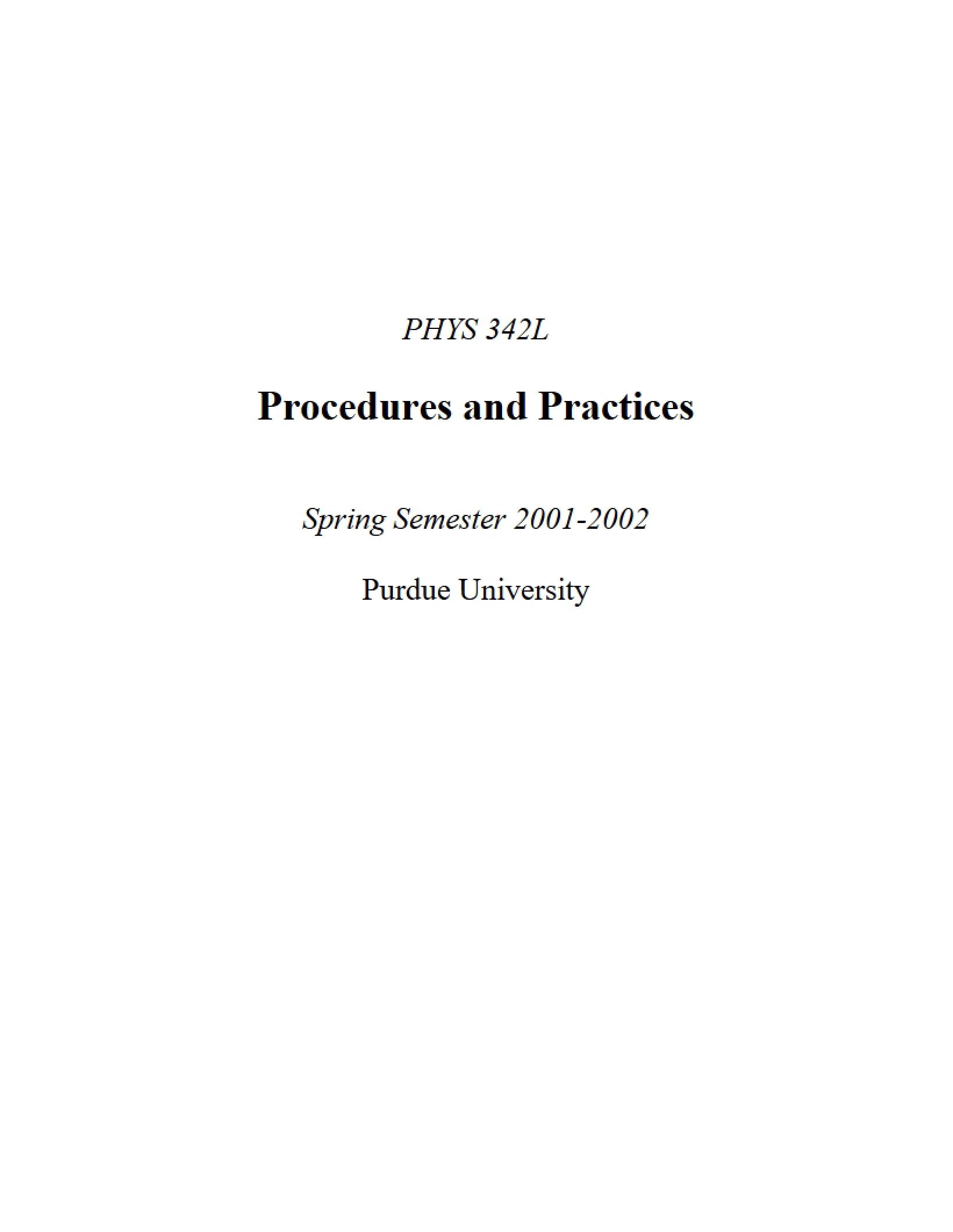 Practices and Procedures
