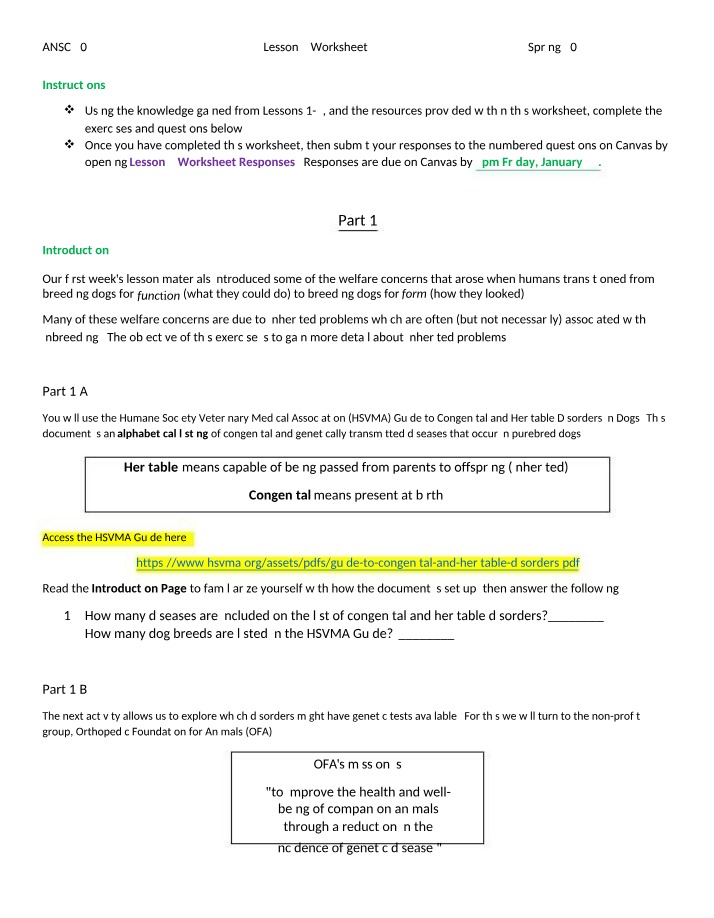 Worksheet for Lesson 2