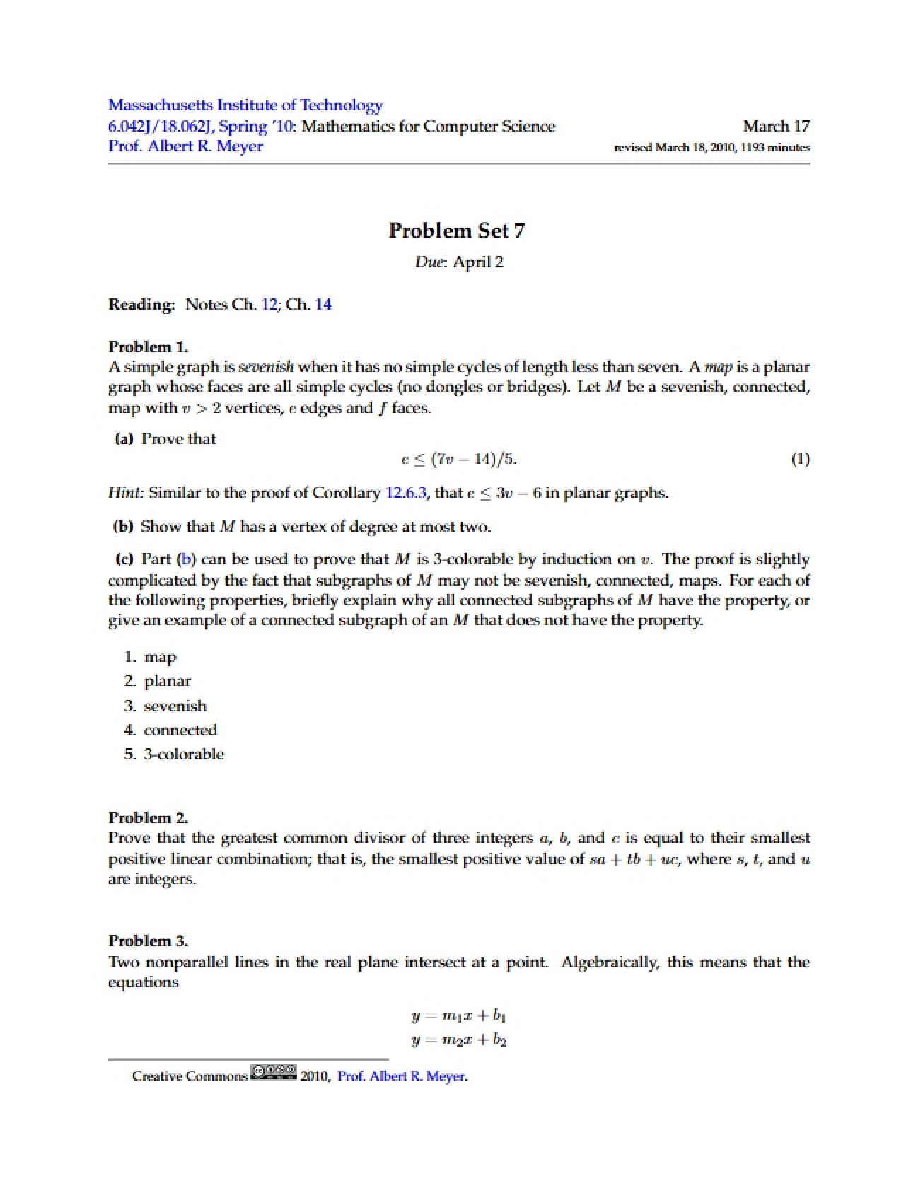 Seventh Problem Set