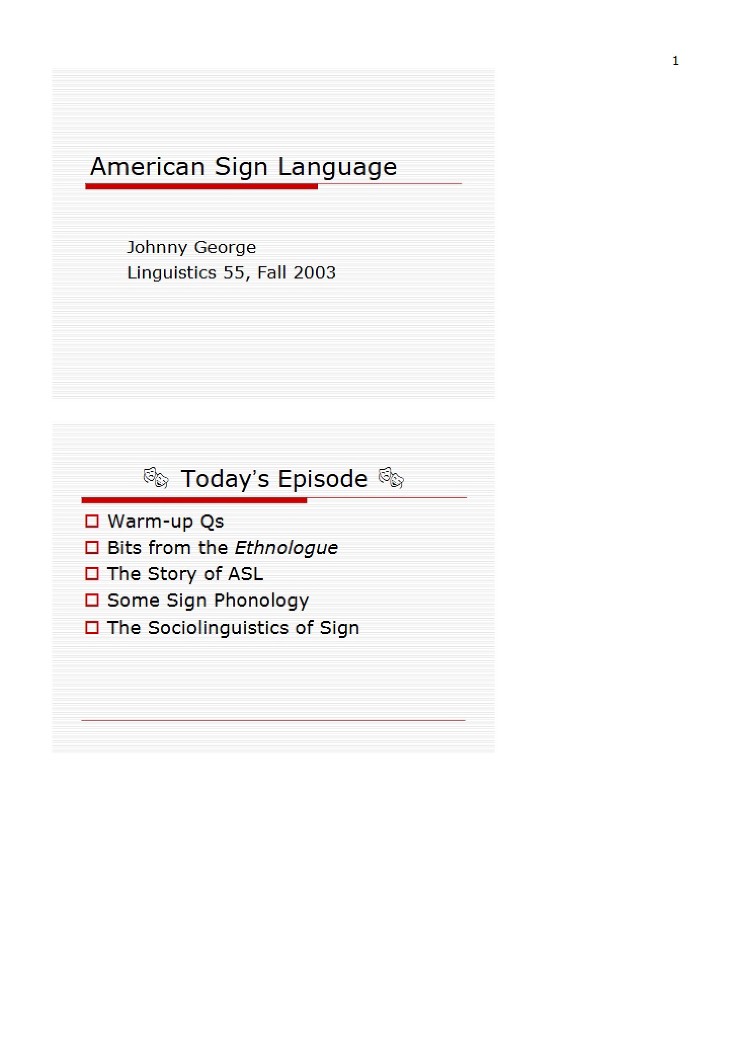 Sign Language (American)