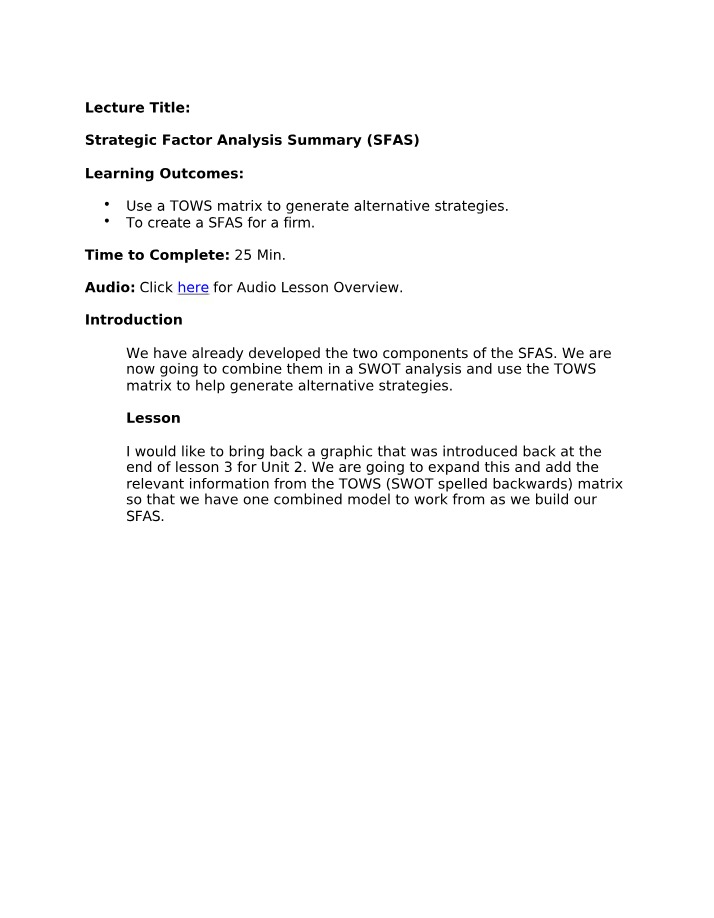 BUS 485B - SFAS Lecture Notes