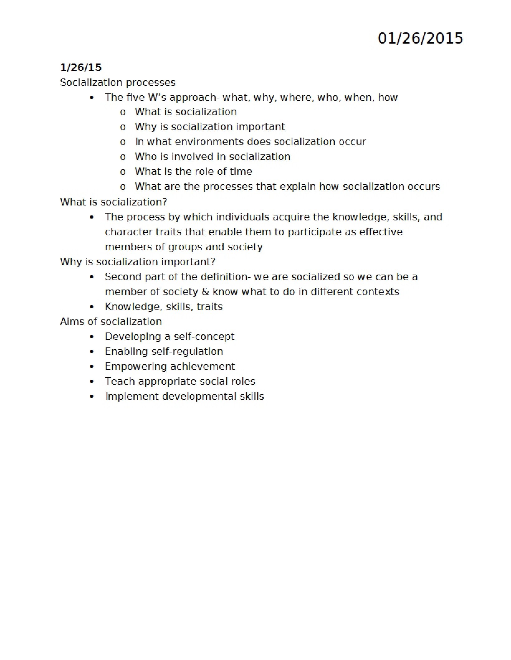 Socialization Overview
