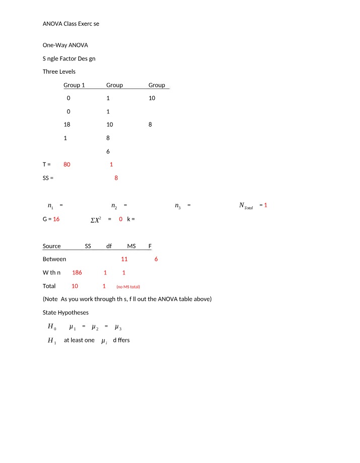 ANOVA Practice Exercise