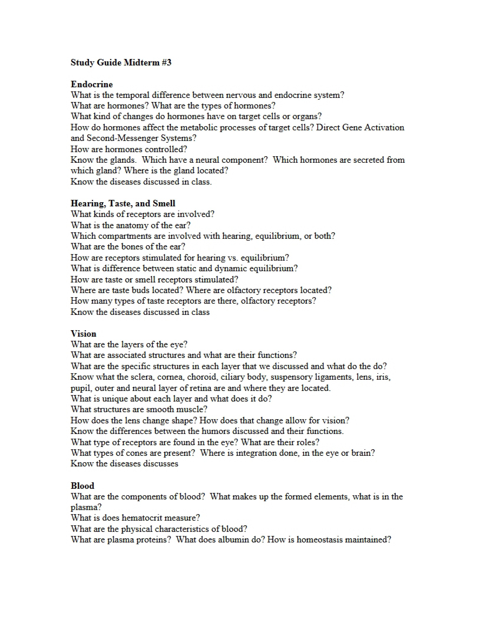 Review Material for Third Midterm
