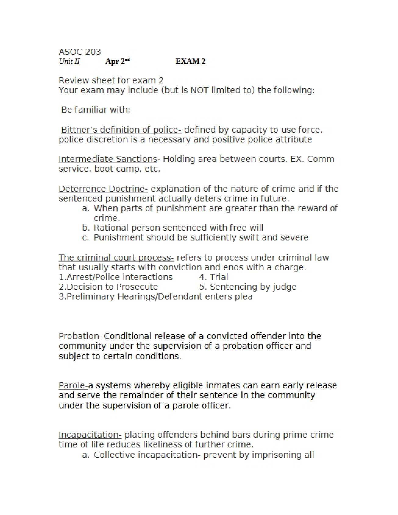 Second Criminology Examination