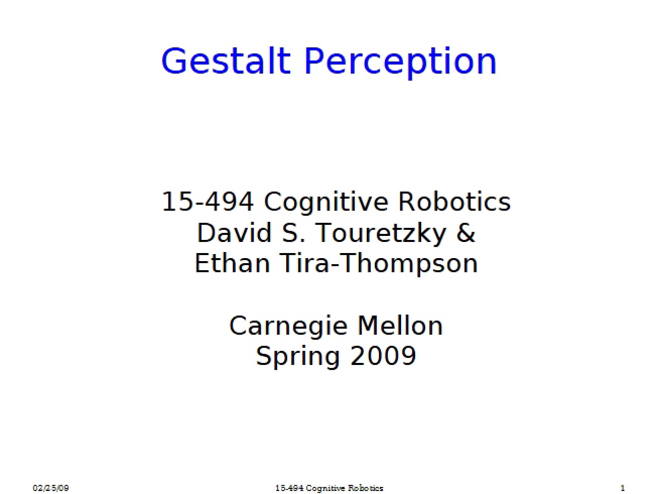Perception in Gestalt