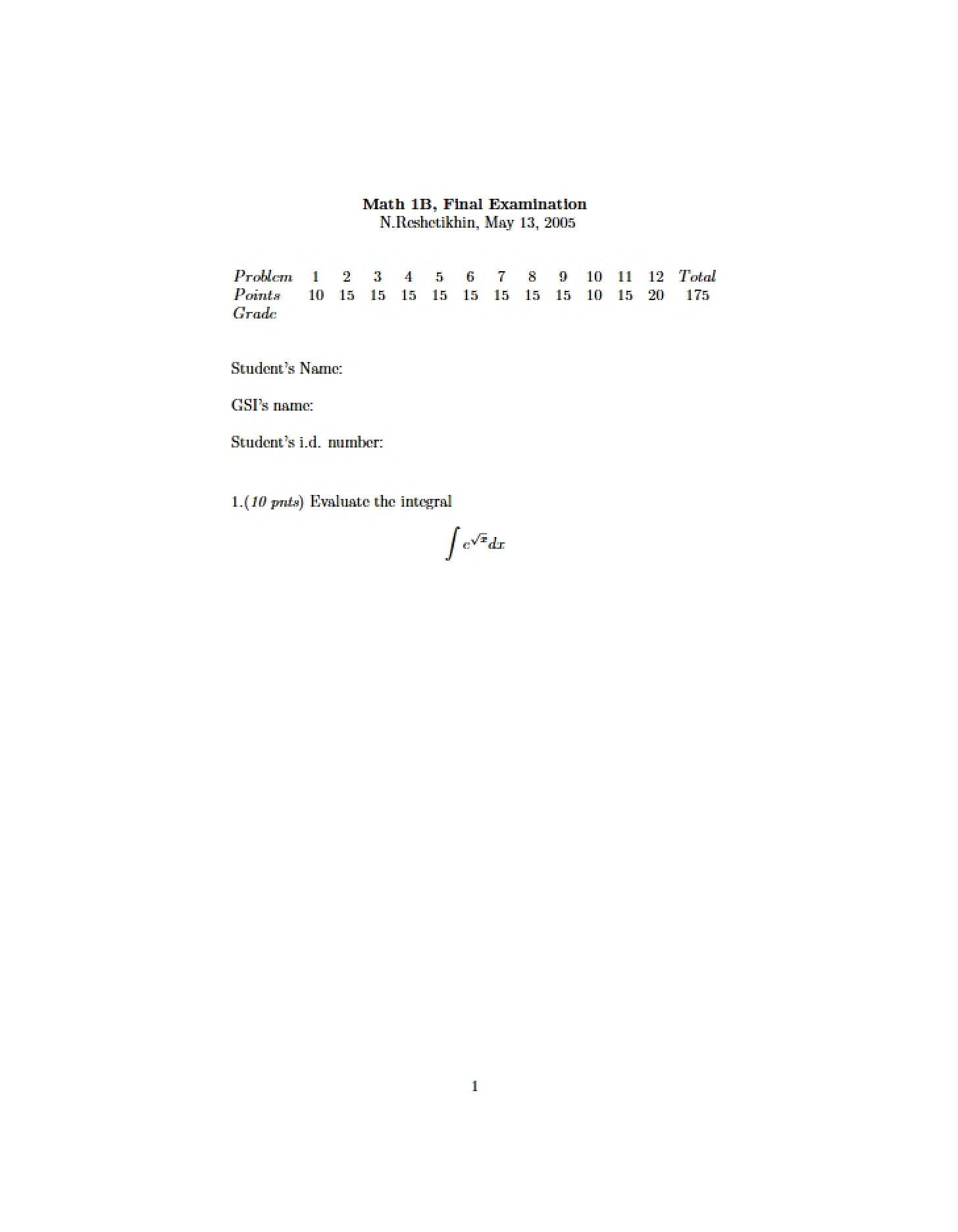 Final Course Exam