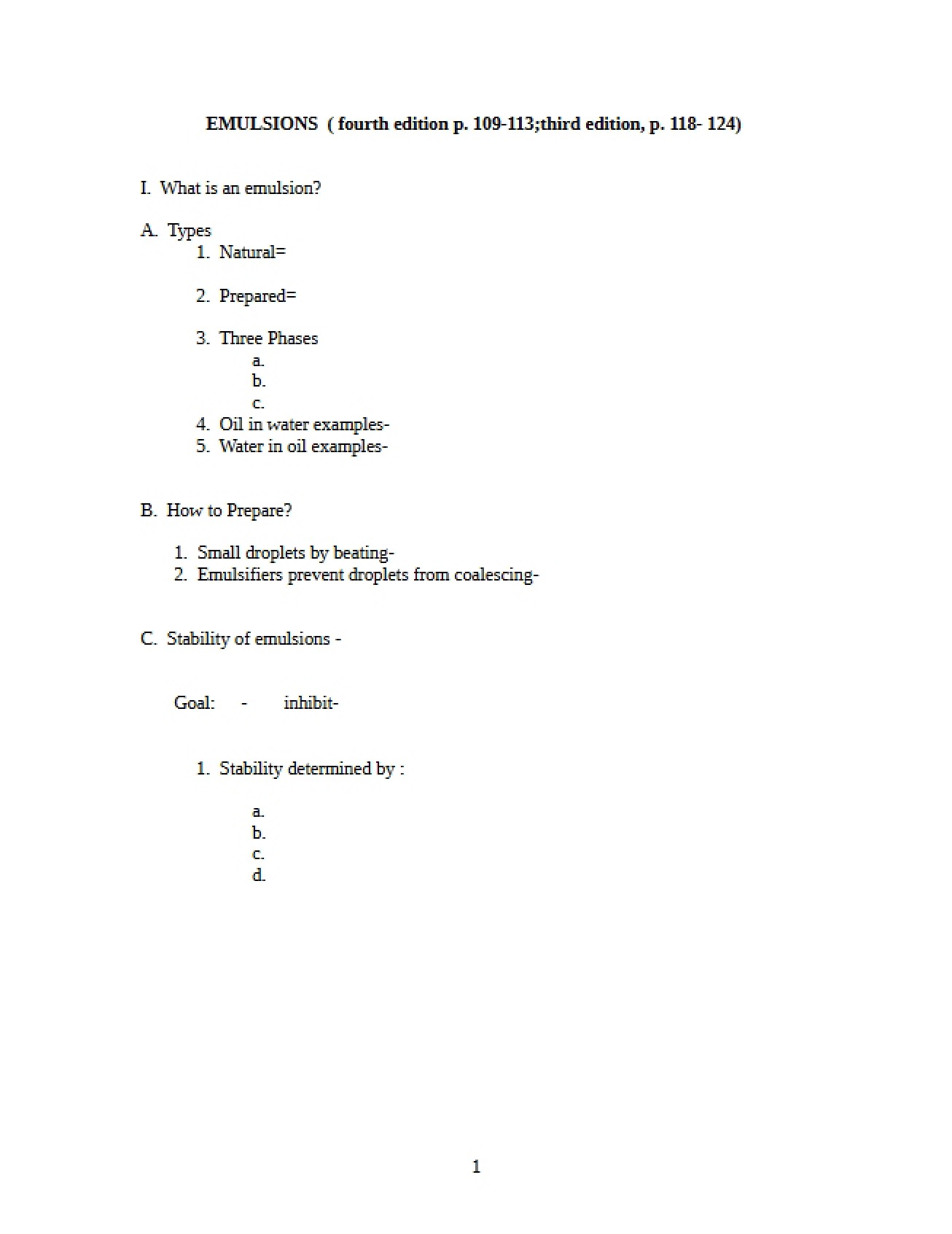 Experimental Foods Lecture Notes