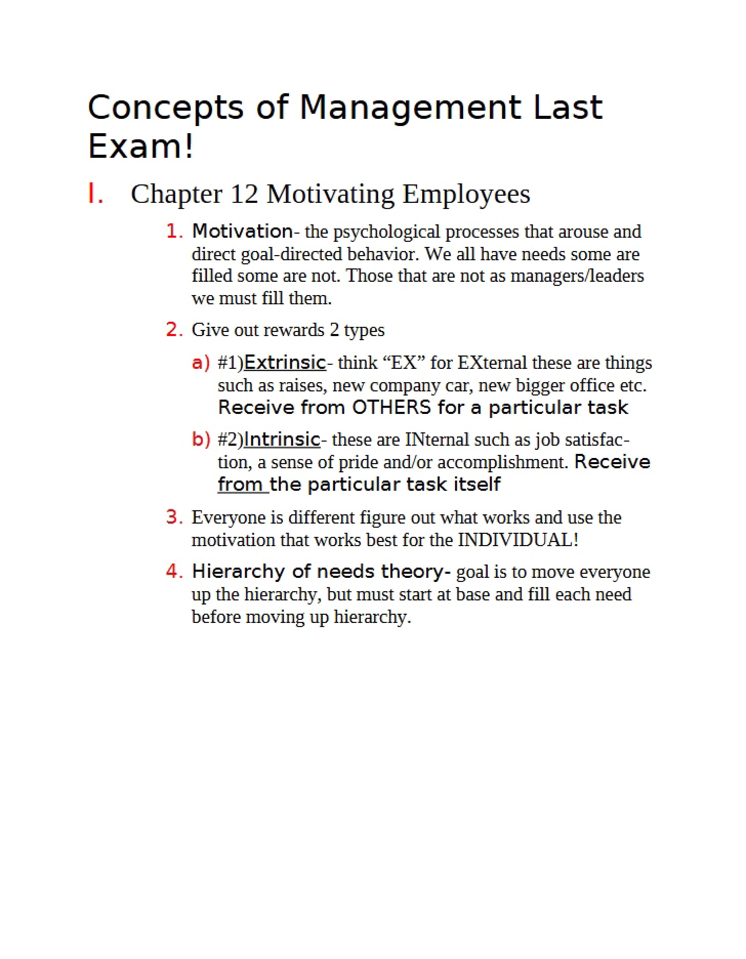 Concepts of Management Final Previous Exam