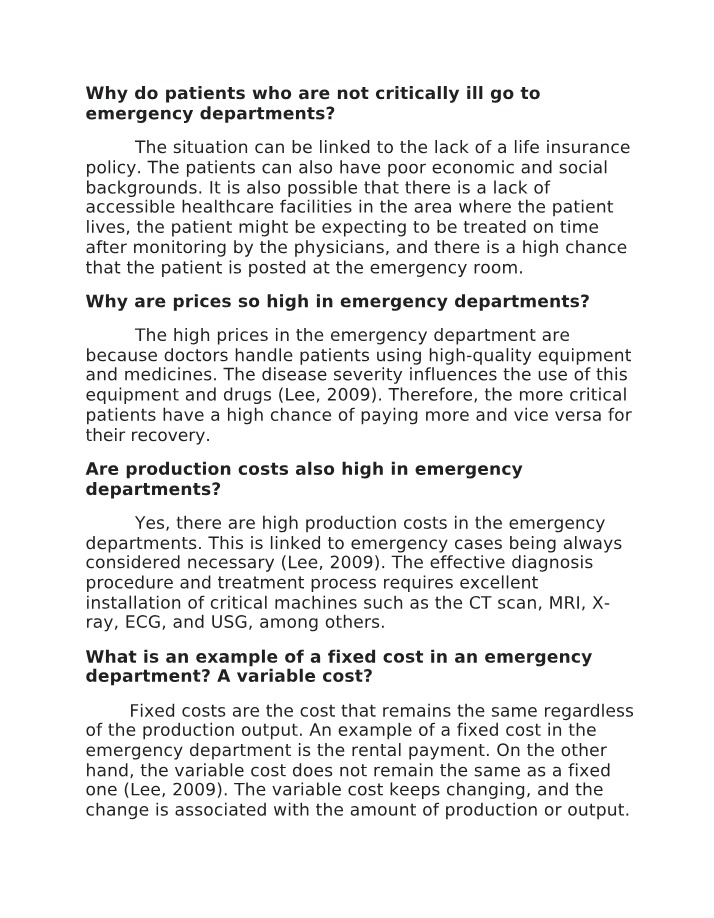 Why Non-Critically Ill Patients Seek Emergency Care