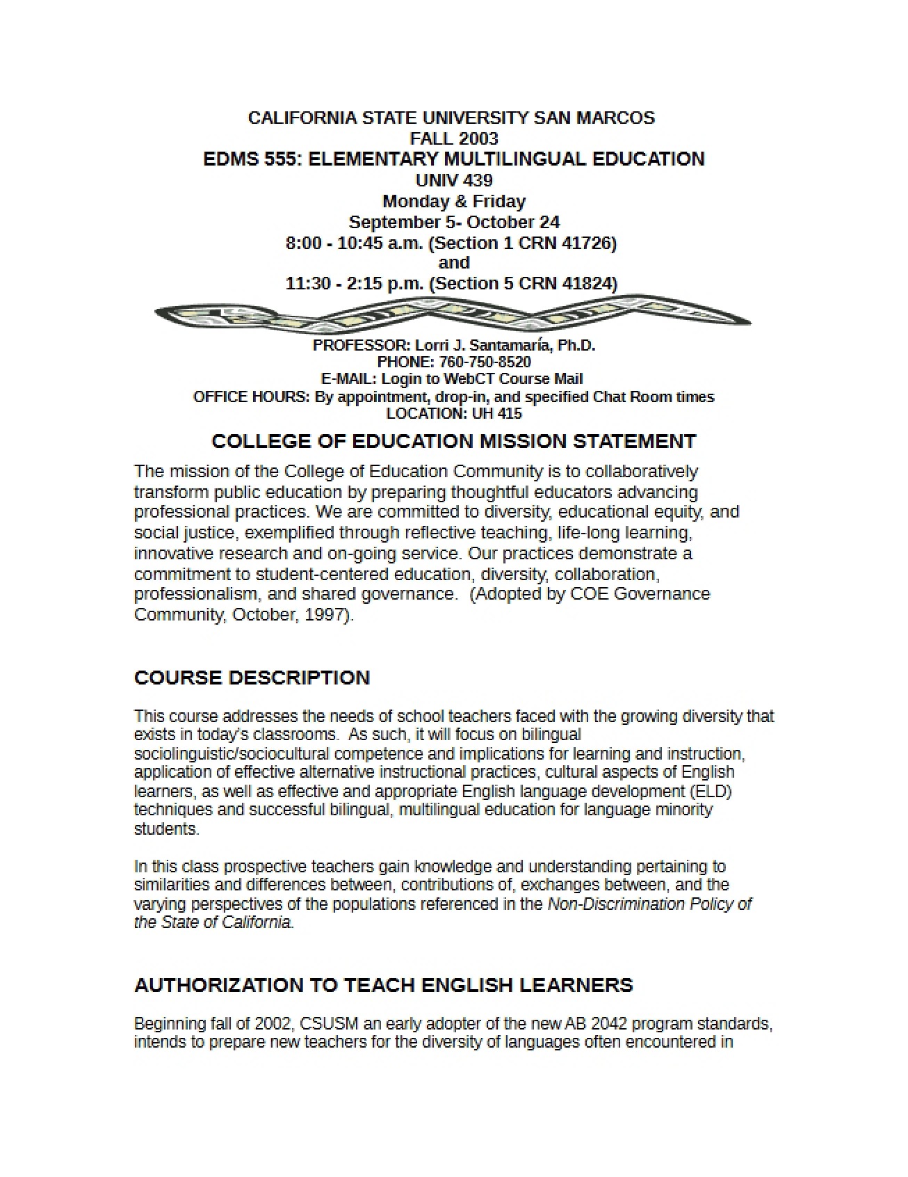 Santamaria Elementary Multilingual Syllabus